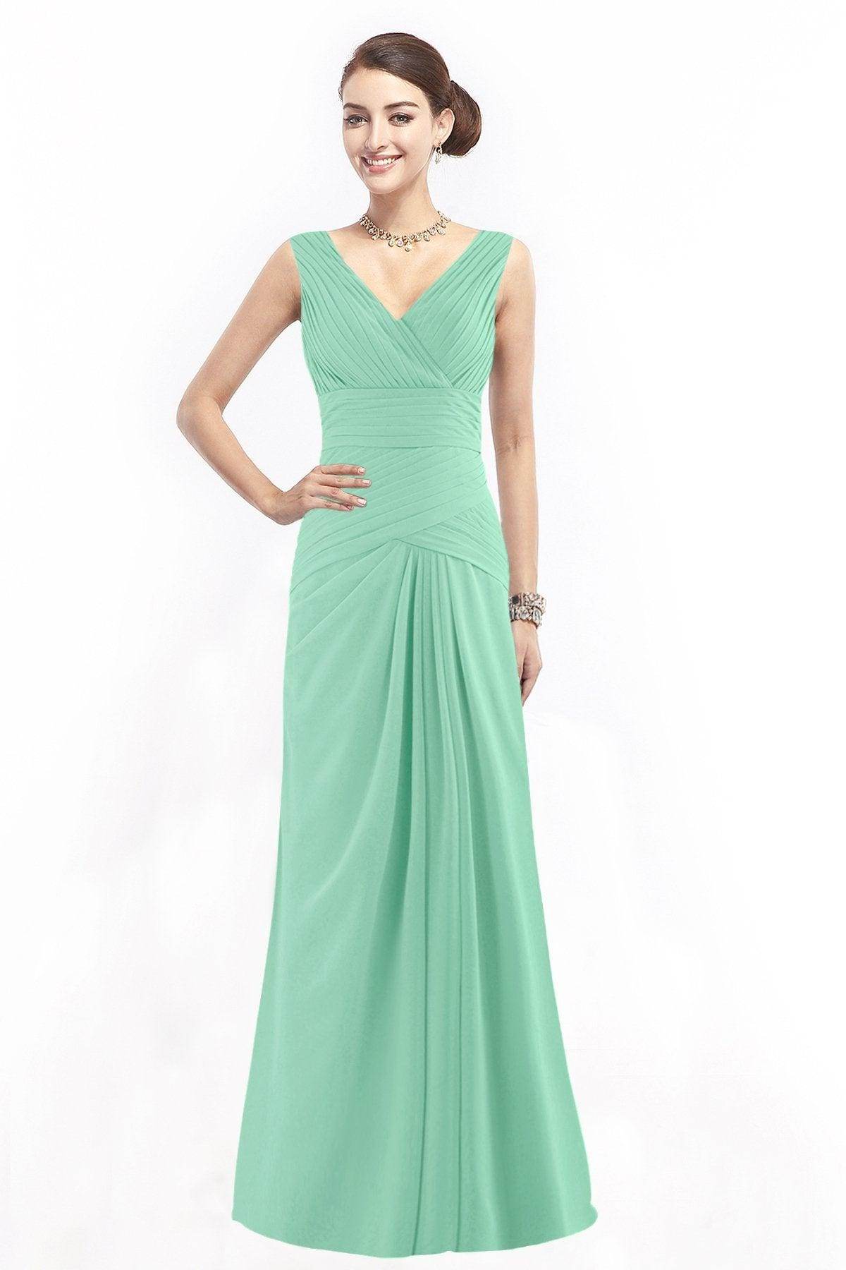 Sheath Floor Length Chiffon Bridesmaid Dress COZF1401E - COCOMELODY