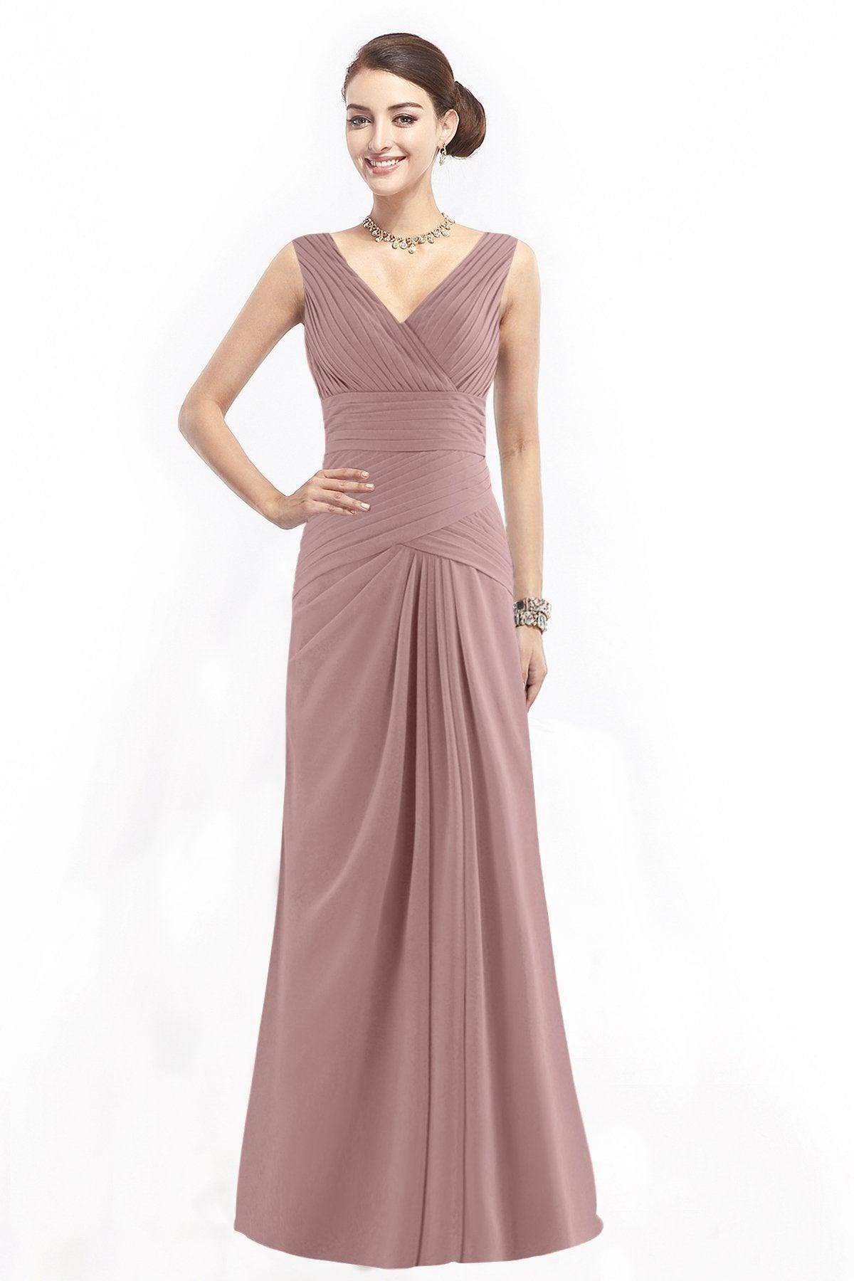 Sheath Floor Length Chiffon Bridesmaid Dress COZF1401E - COCOMELODY