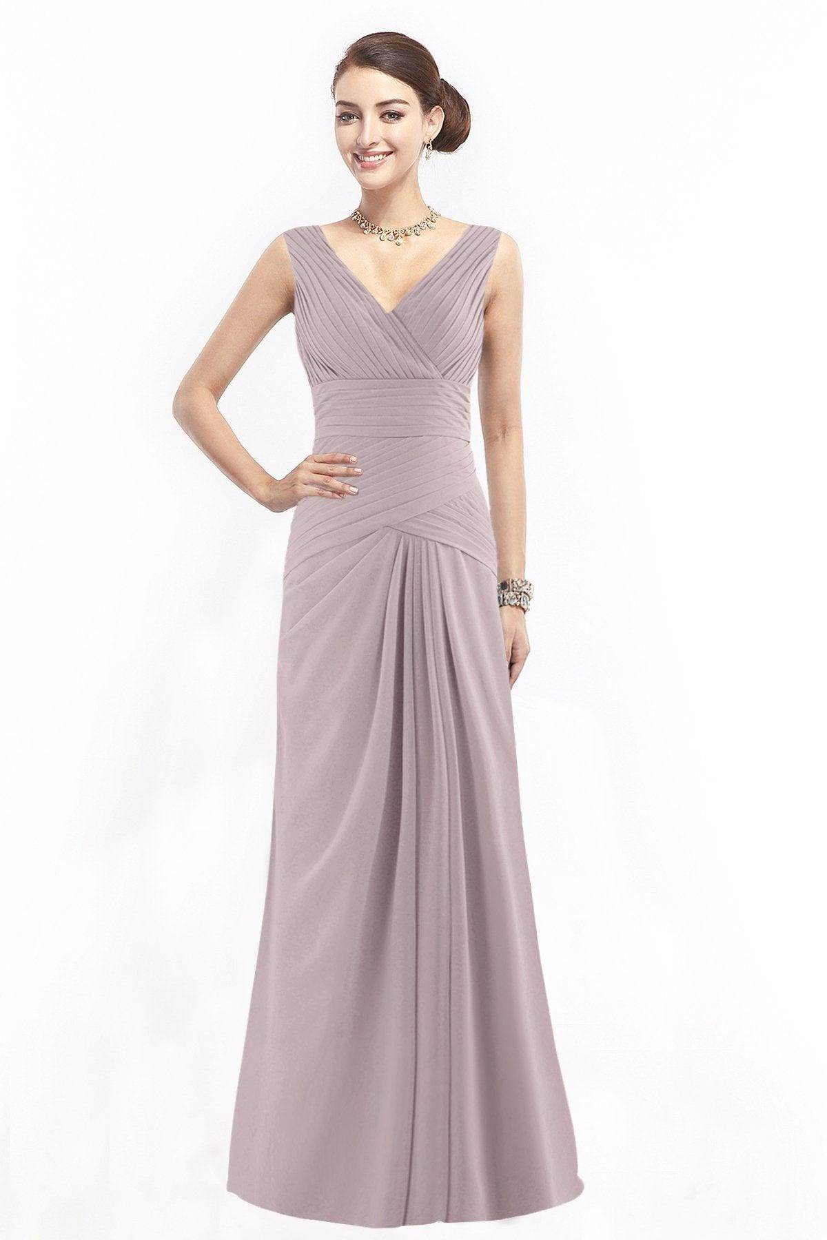 Sheath Floor Length Chiffon Bridesmaid Dress COZF1401E - COCOMELODY
