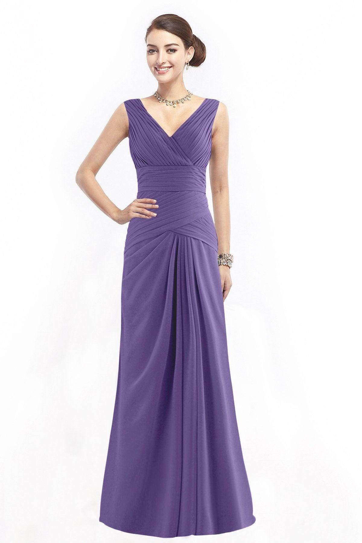 Sheath Floor Length Chiffon Bridesmaid Dress COZF1401E - COCOMELODY