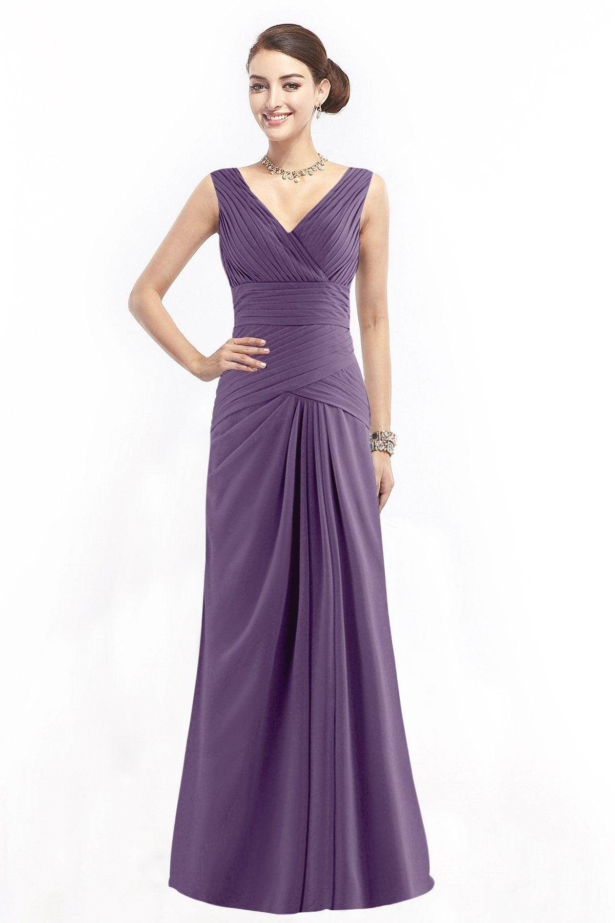 Sheath Floor Length Chiffon Bridesmaid Dress COZF1401E - COCOMELODY