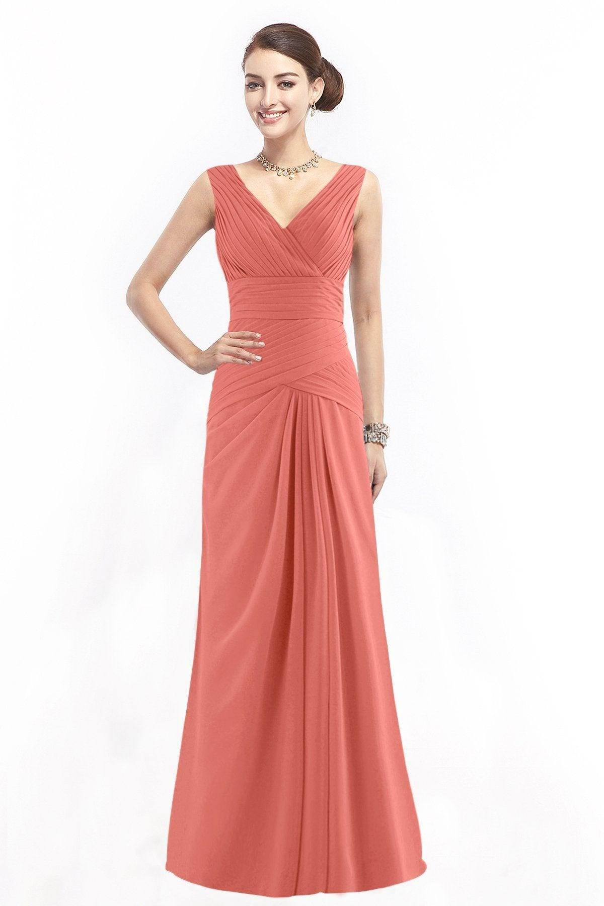 Sheath Floor Length Chiffon Bridesmaid Dress COZF1401E - COCOMELODY