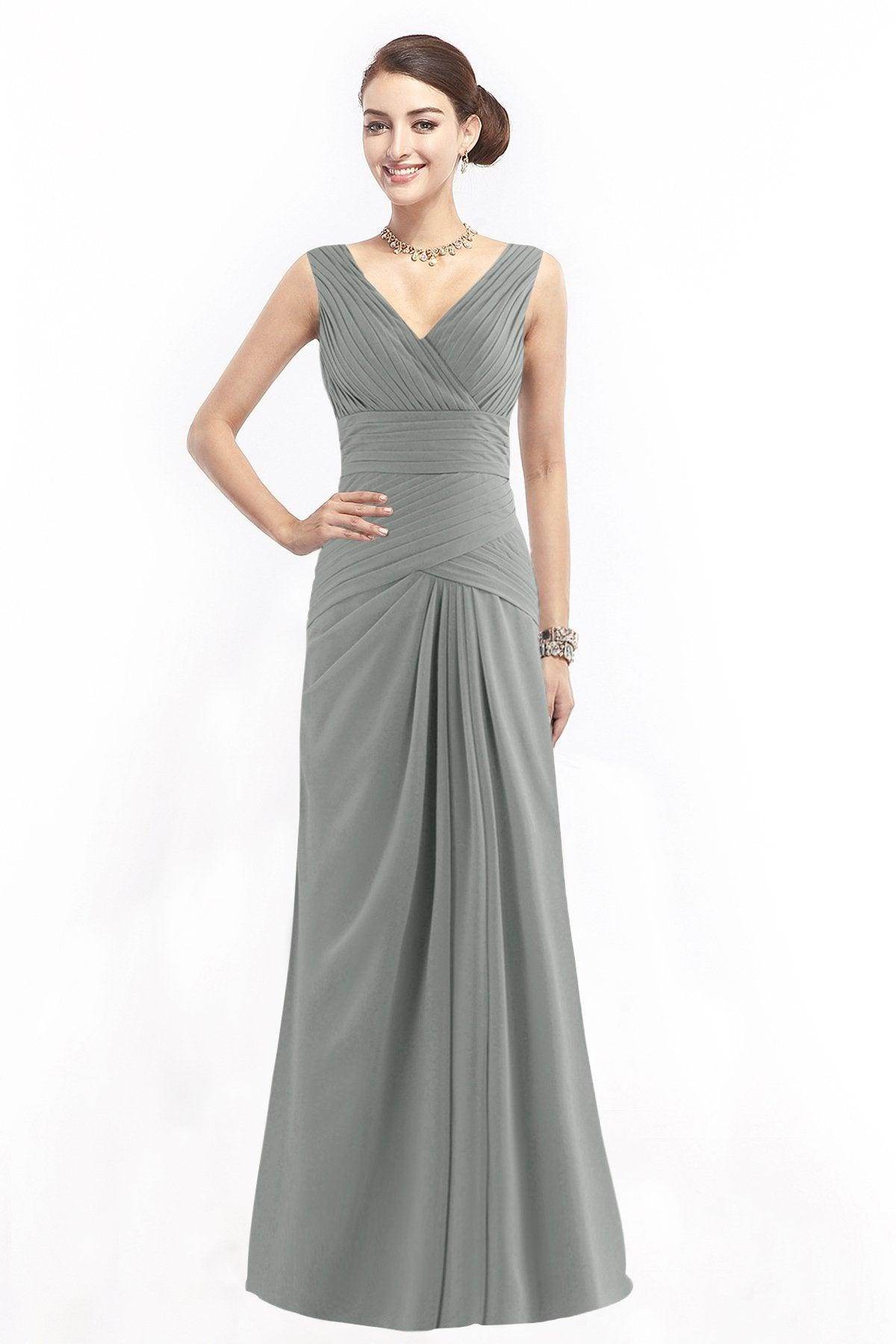Sheath Floor Length Chiffon Bridesmaid Dress COZF1401E - COCOMELODY