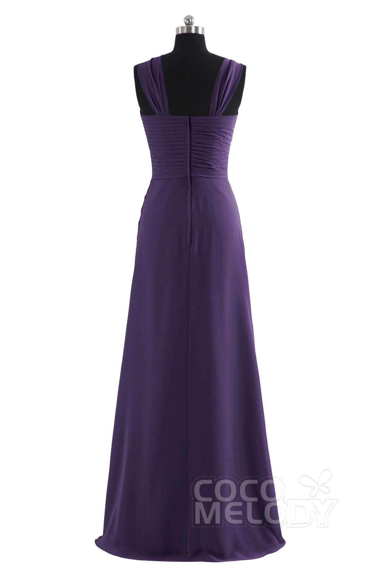 Sheath Floor Length Chiffon Bridesmaid Dress COZF1401F - COCOMELODY