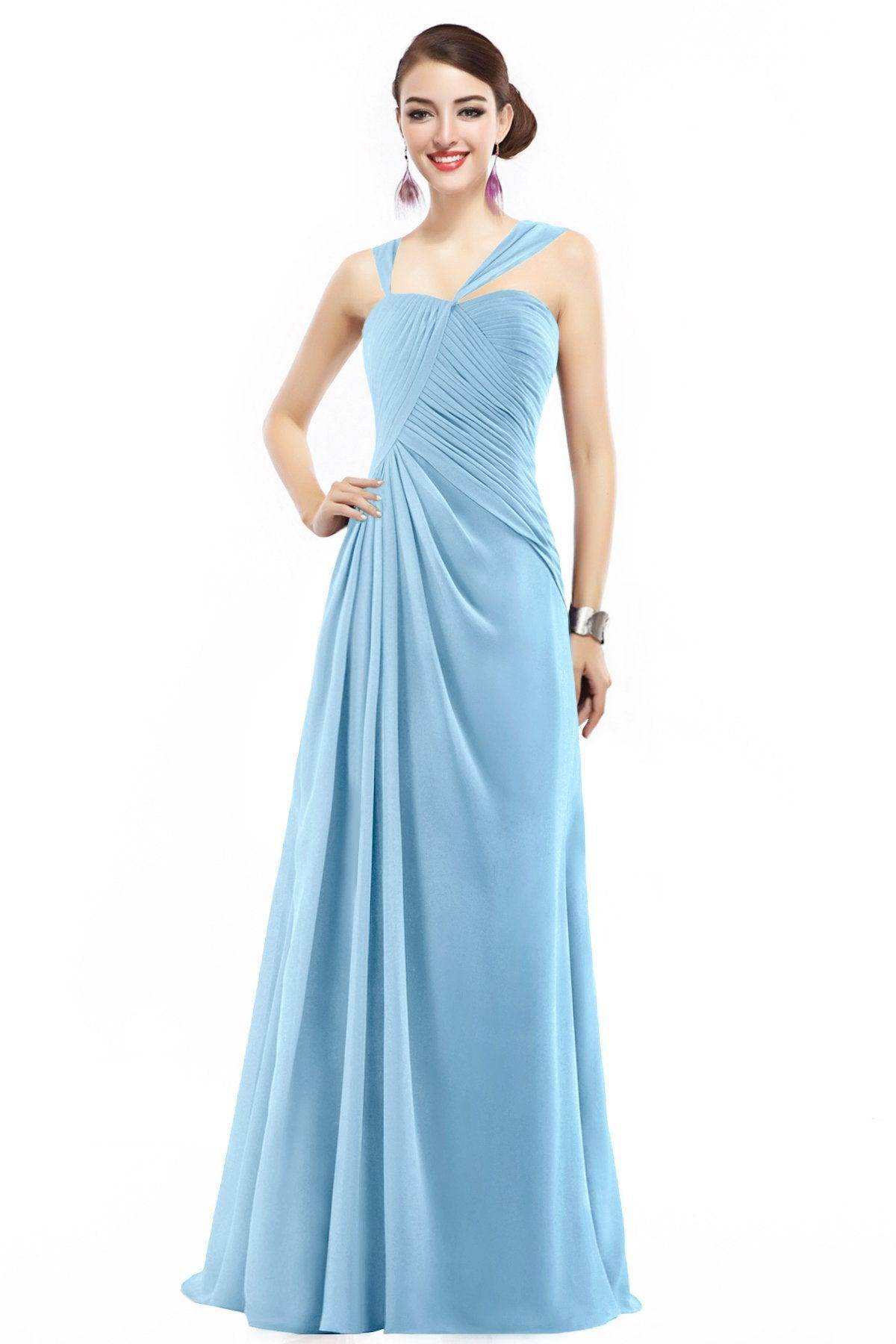 Sheath Floor Length Chiffon Bridesmaid Dress COZF1401F - COCOMELODY