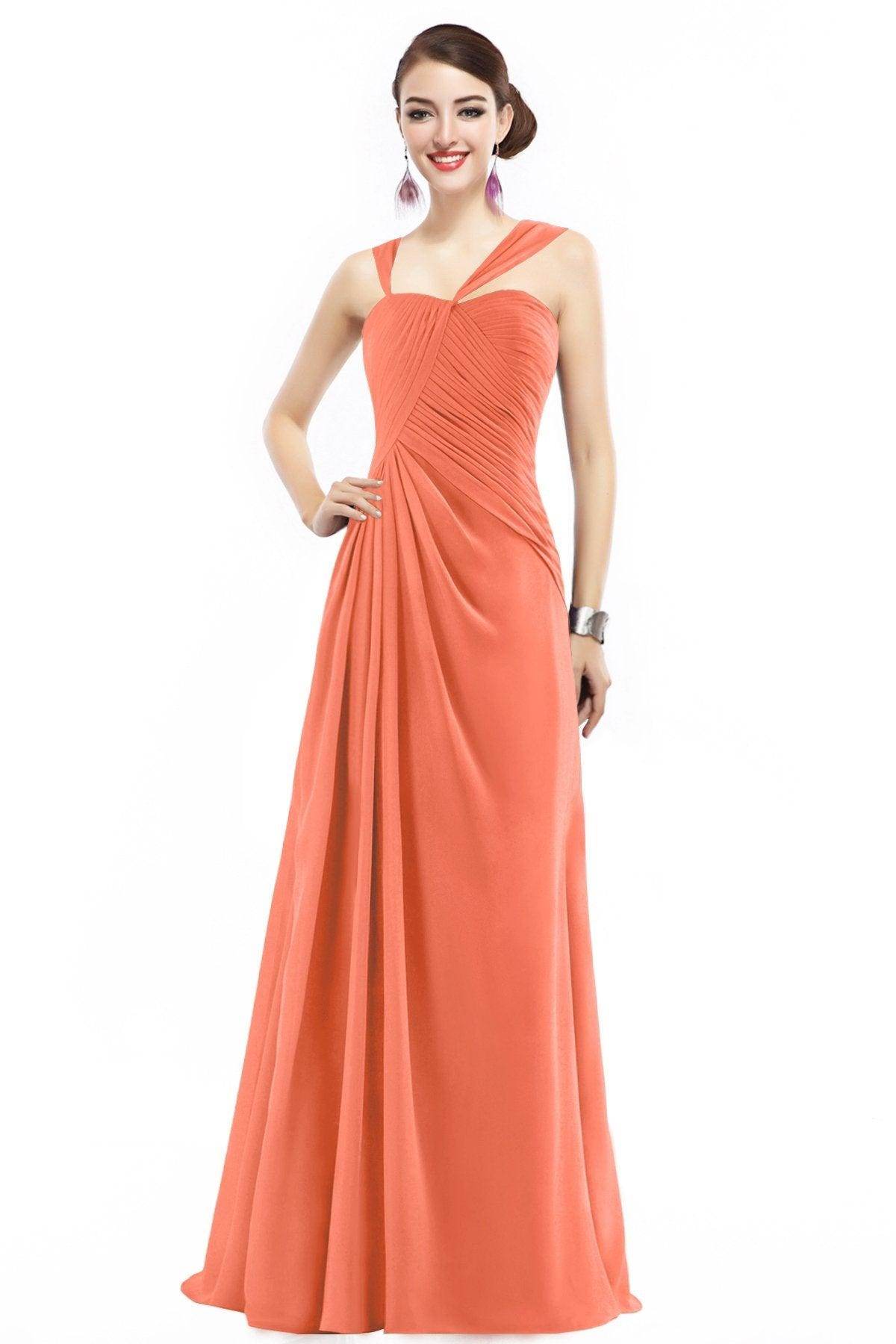 Sheath Floor Length Chiffon Bridesmaid Dress COZF1401F - COCOMELODY