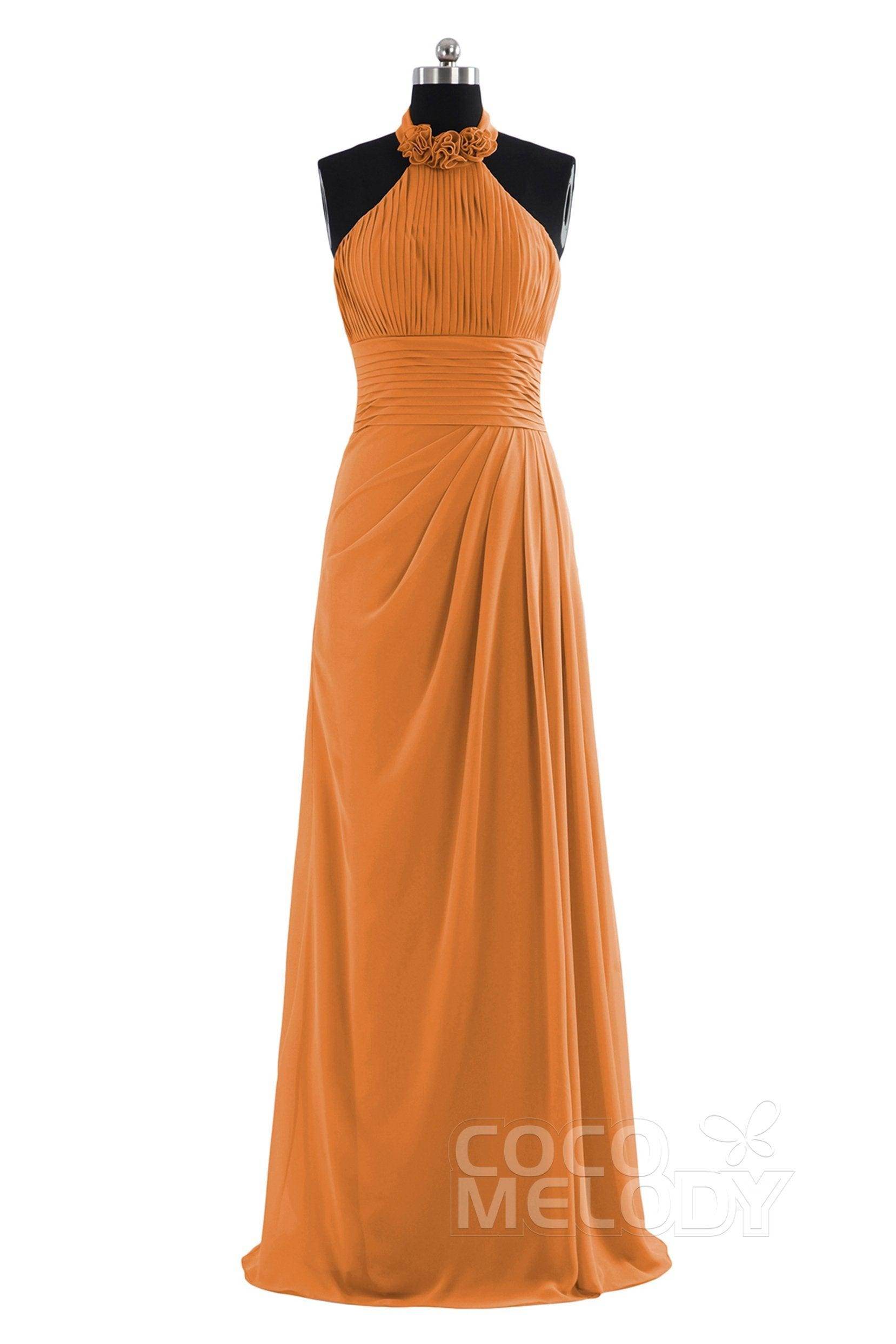 Sheath Floor Length Chiffon Bridesmaid Dress COZF14020 - COCOMELODY