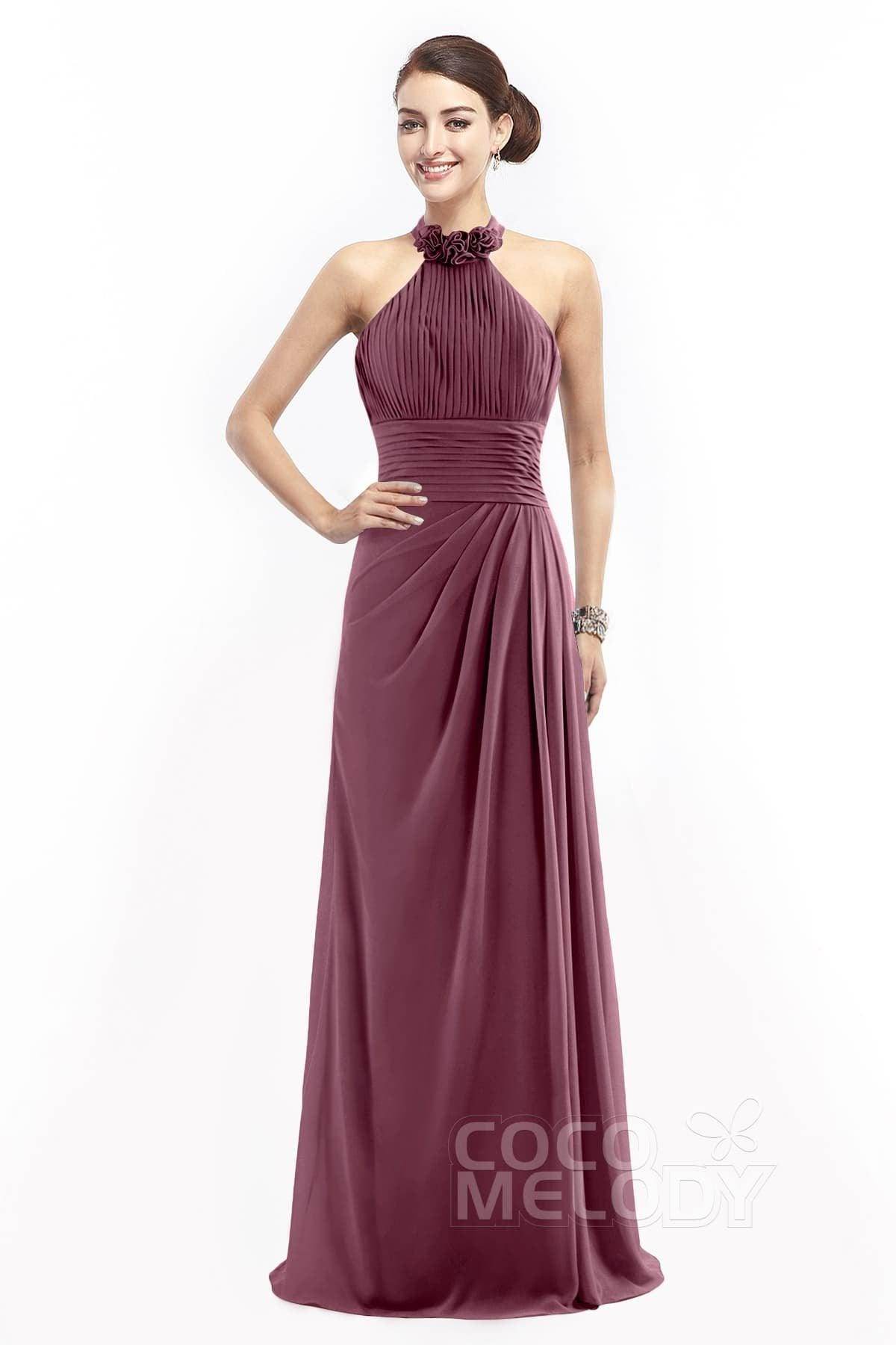 Sheath Floor Length Chiffon Bridesmaid Dress COZF14020 - COCOMELODY