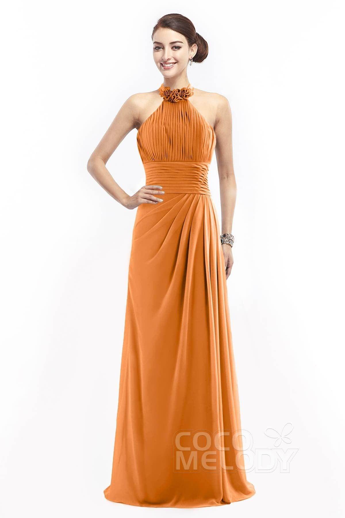 Sheath Floor Length Chiffon Bridesmaid Dress COZF14020 - COCOMELODY