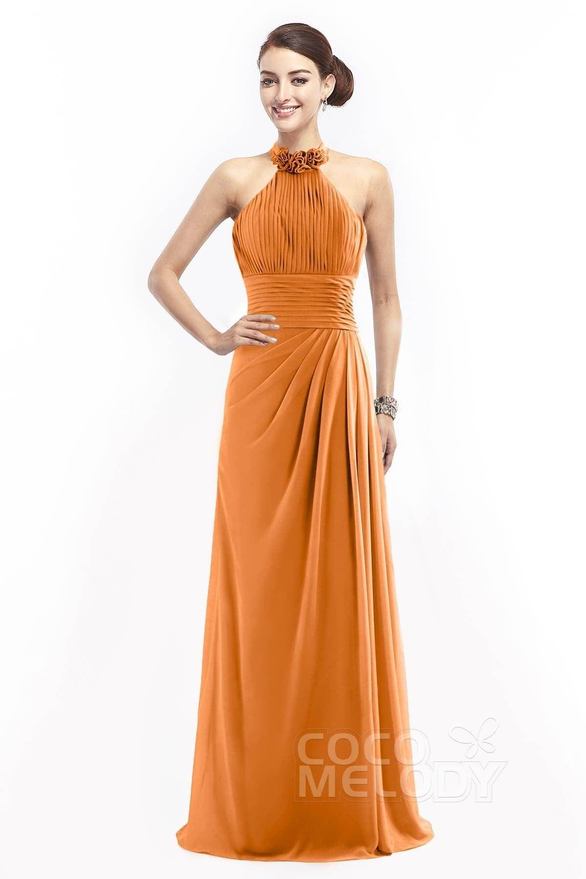 Sheath Floor Length Chiffon Bridesmaid Dress COZF14020 - COCOMELODY
