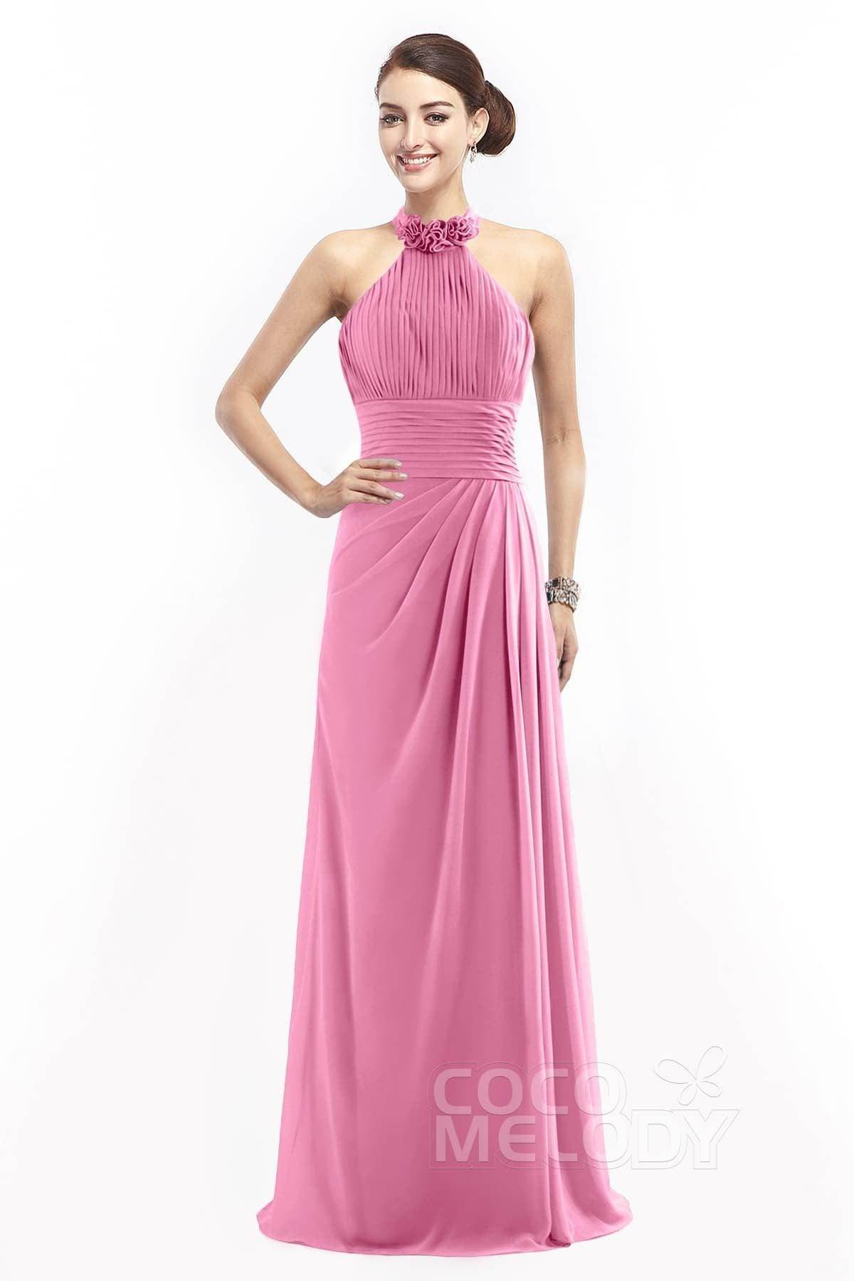 Sheath Floor Length Chiffon Bridesmaid Dress COZF14020 - COCOMELODY