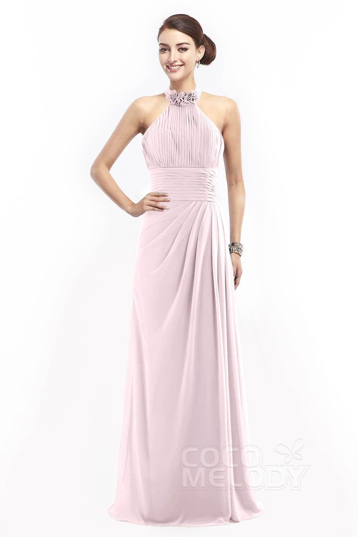 Sheath Floor Length Chiffon Bridesmaid Dress COZF14020 - COCOMELODY