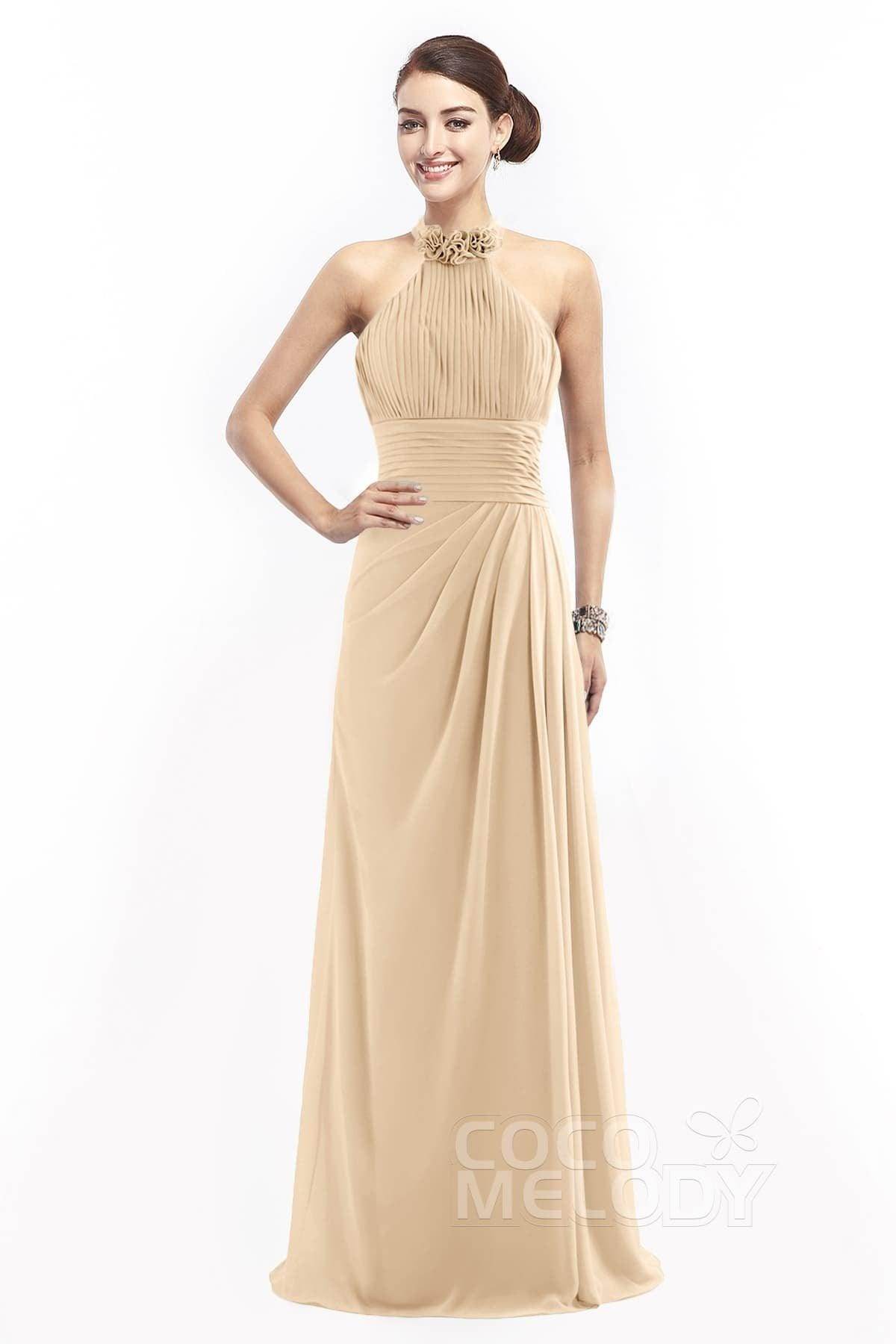 Sheath Floor Length Chiffon Bridesmaid Dress COZF14020 - COCOMELODY