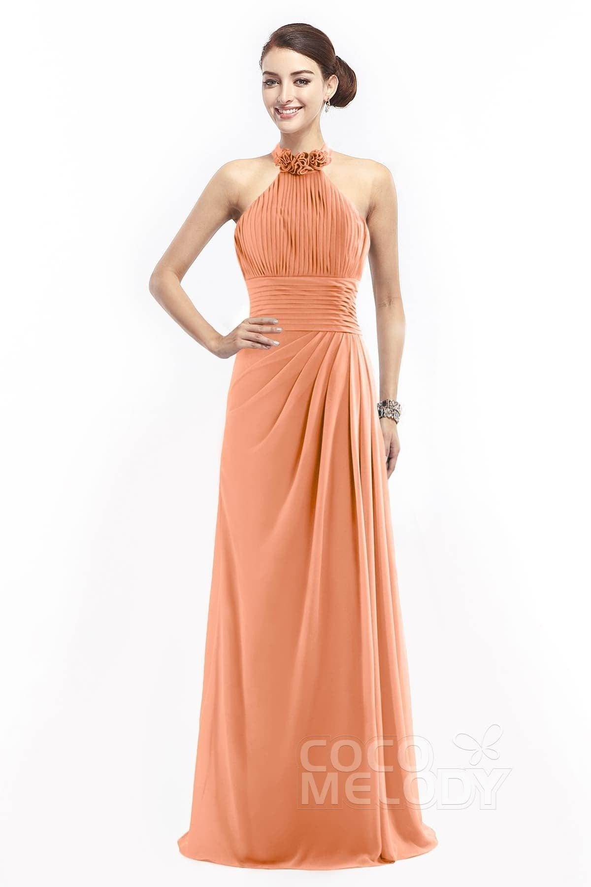 Sheath Floor Length Chiffon Bridesmaid Dress COZF14020 - COCOMELODY