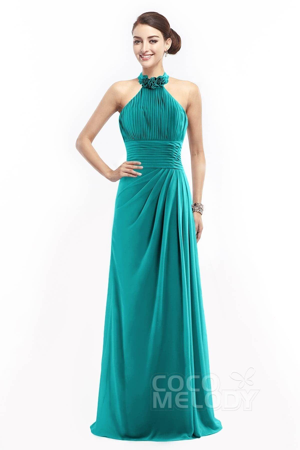 Sheath Floor Length Chiffon Bridesmaid Dress COZF14020 - COCOMELODY