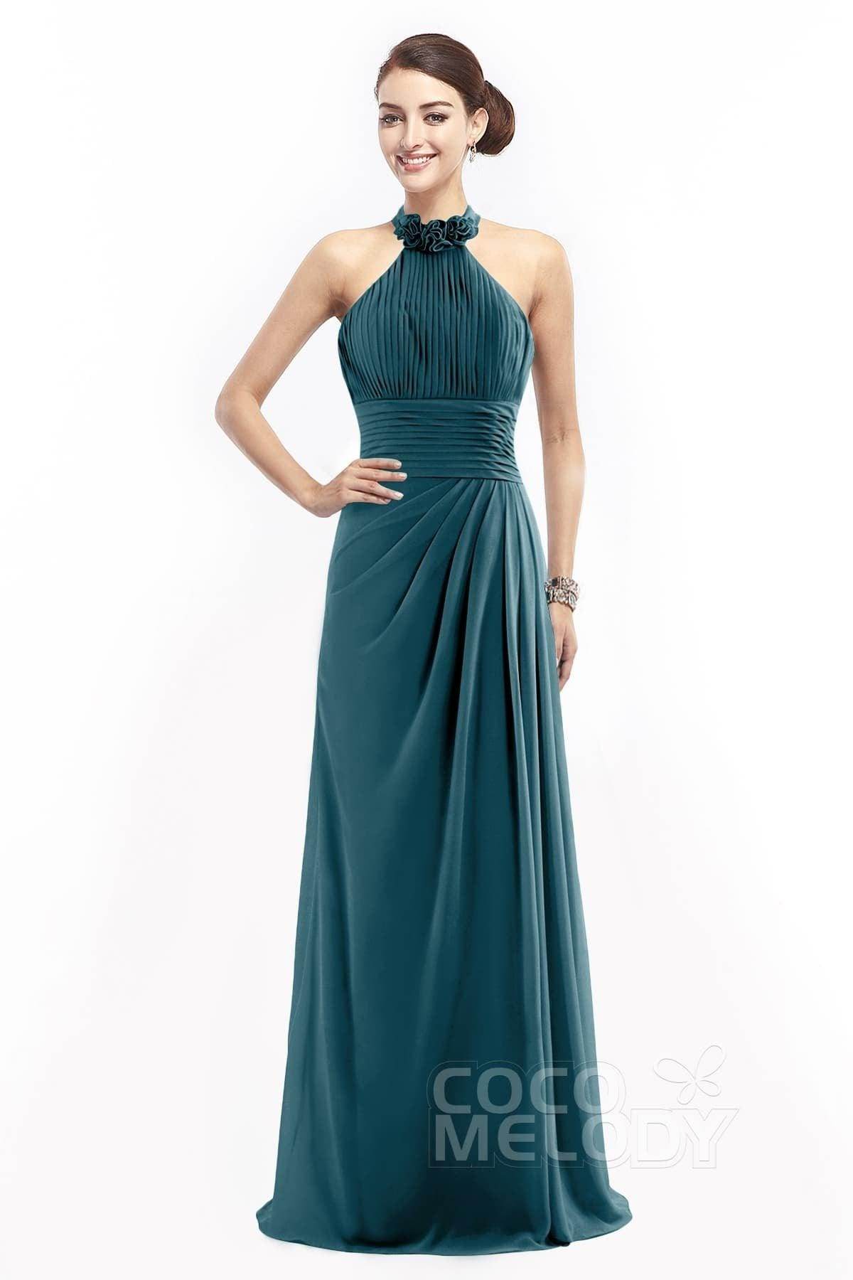 Sheath Floor Length Chiffon Bridesmaid Dress COZF14020 - COCOMELODY