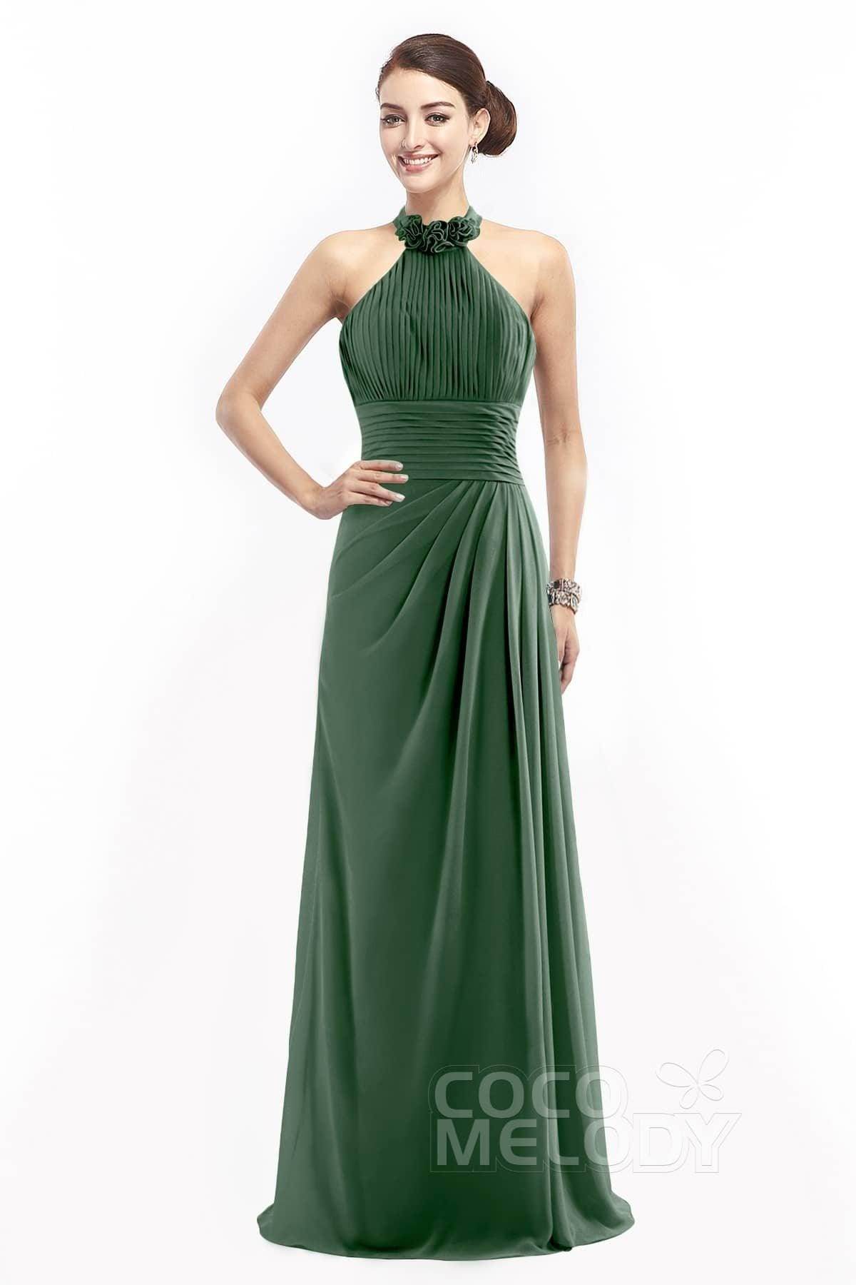 Sheath Floor Length Chiffon Bridesmaid Dress COZF14020 - COCOMELODY