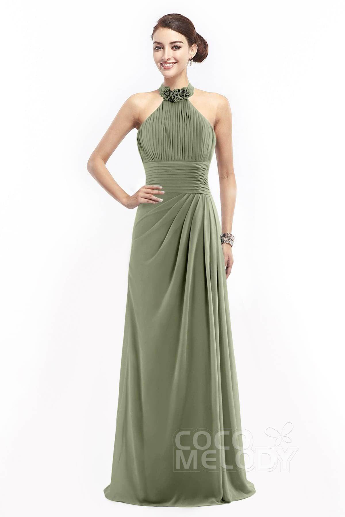 Sheath Floor Length Chiffon Bridesmaid Dress COZF14020 - COCOMELODY