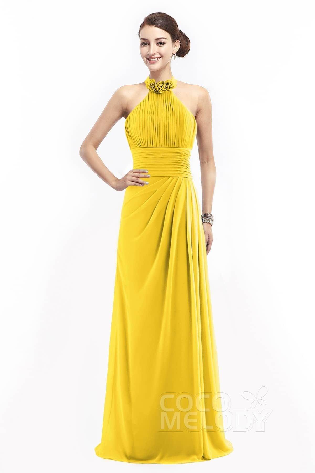 Sheath Floor Length Chiffon Bridesmaid Dress COZF14020 - COCOMELODY