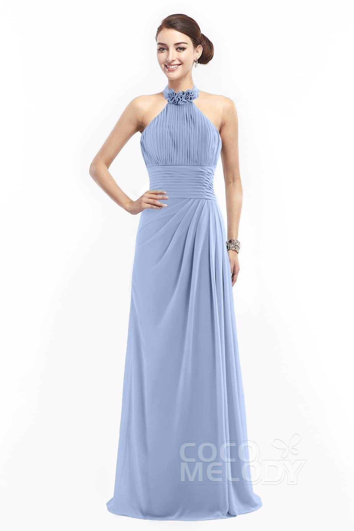 Sheath Floor Length Chiffon Bridesmaid Dress COZF14020 - COCOMELODY