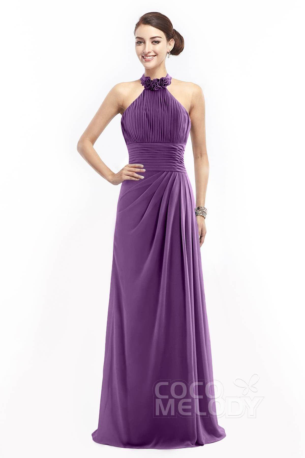 Sheath Floor Length Chiffon Bridesmaid Dress COZF14020 - COCOMELODY