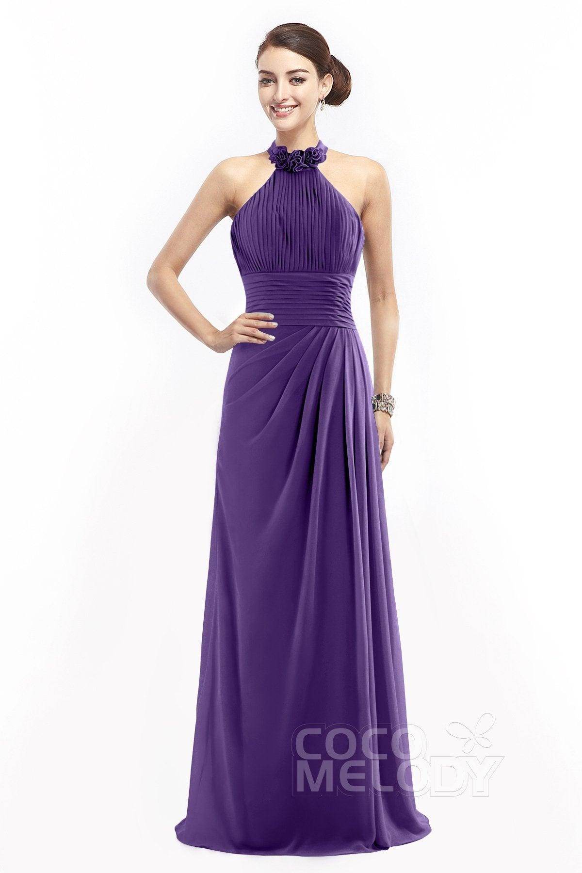 Sheath Floor Length Chiffon Bridesmaid Dress COZF14020 - COCOMELODY