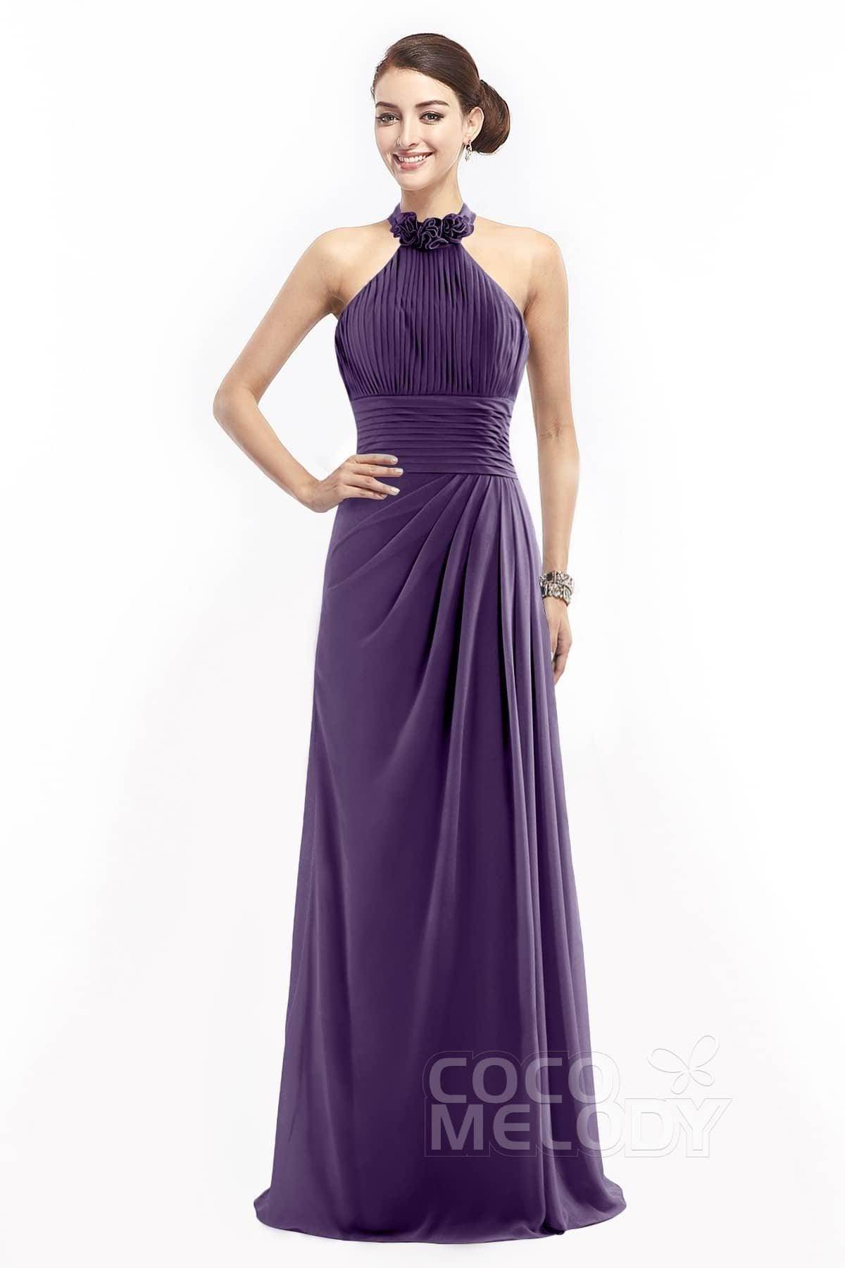 Sheath Floor Length Chiffon Bridesmaid Dress COZF14020 - COCOMELODY