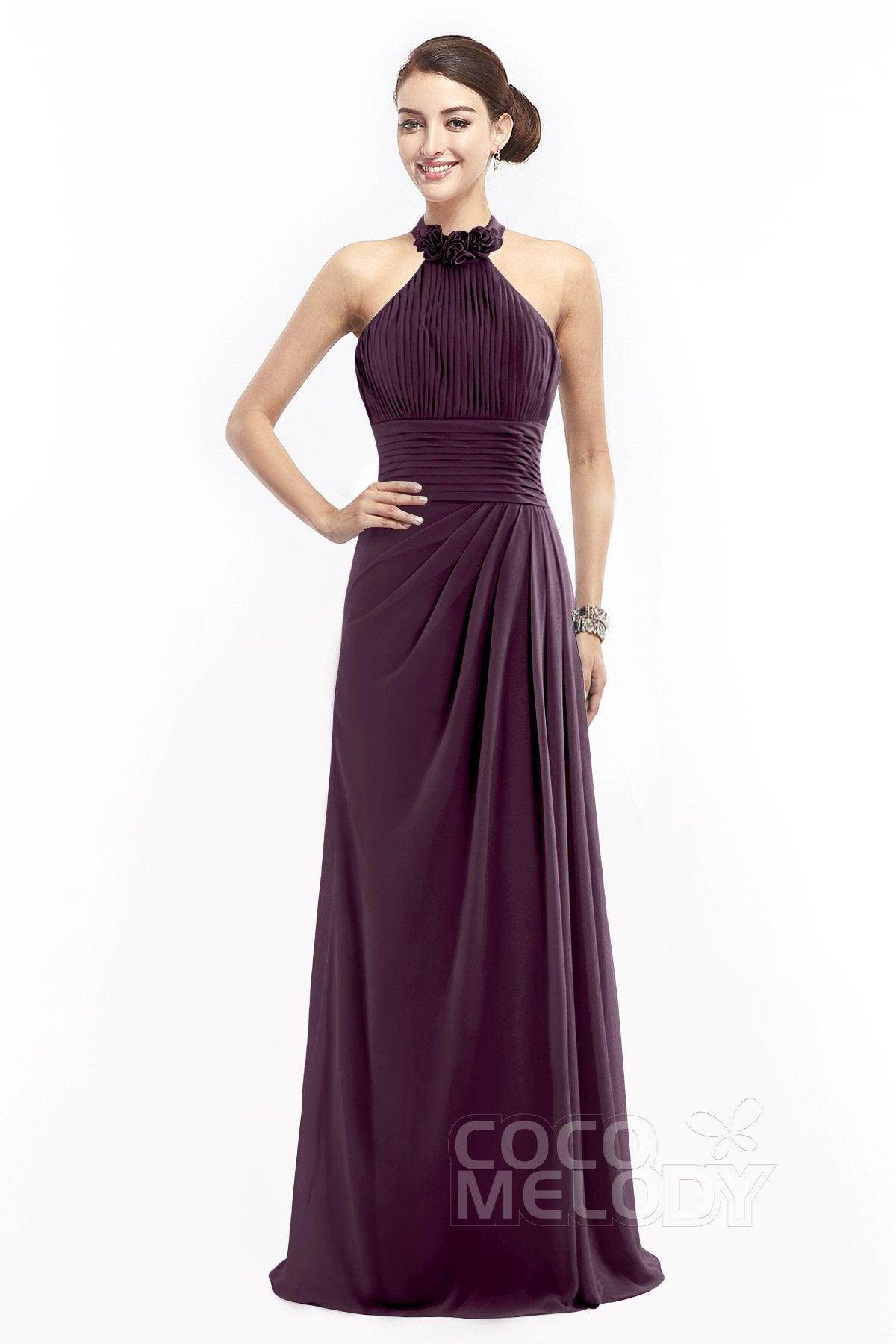 Sheath Floor Length Chiffon Bridesmaid Dress COZF14020 - COCOMELODY