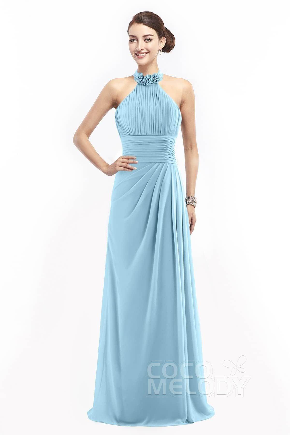 Sheath Floor Length Chiffon Bridesmaid Dress COZF14020 - COCOMELODY