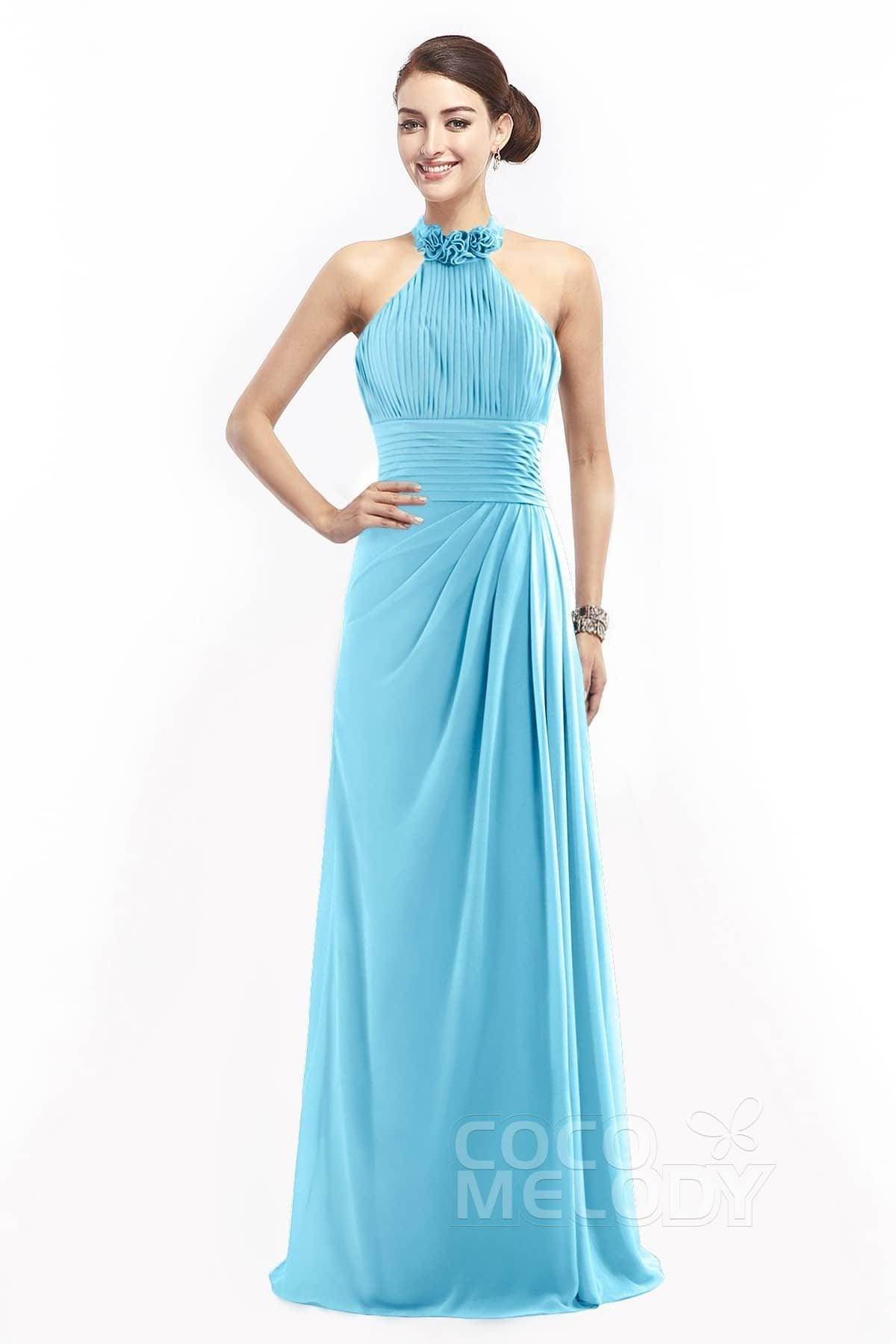 Sheath Floor Length Chiffon Bridesmaid Dress COZF14020 - COCOMELODY