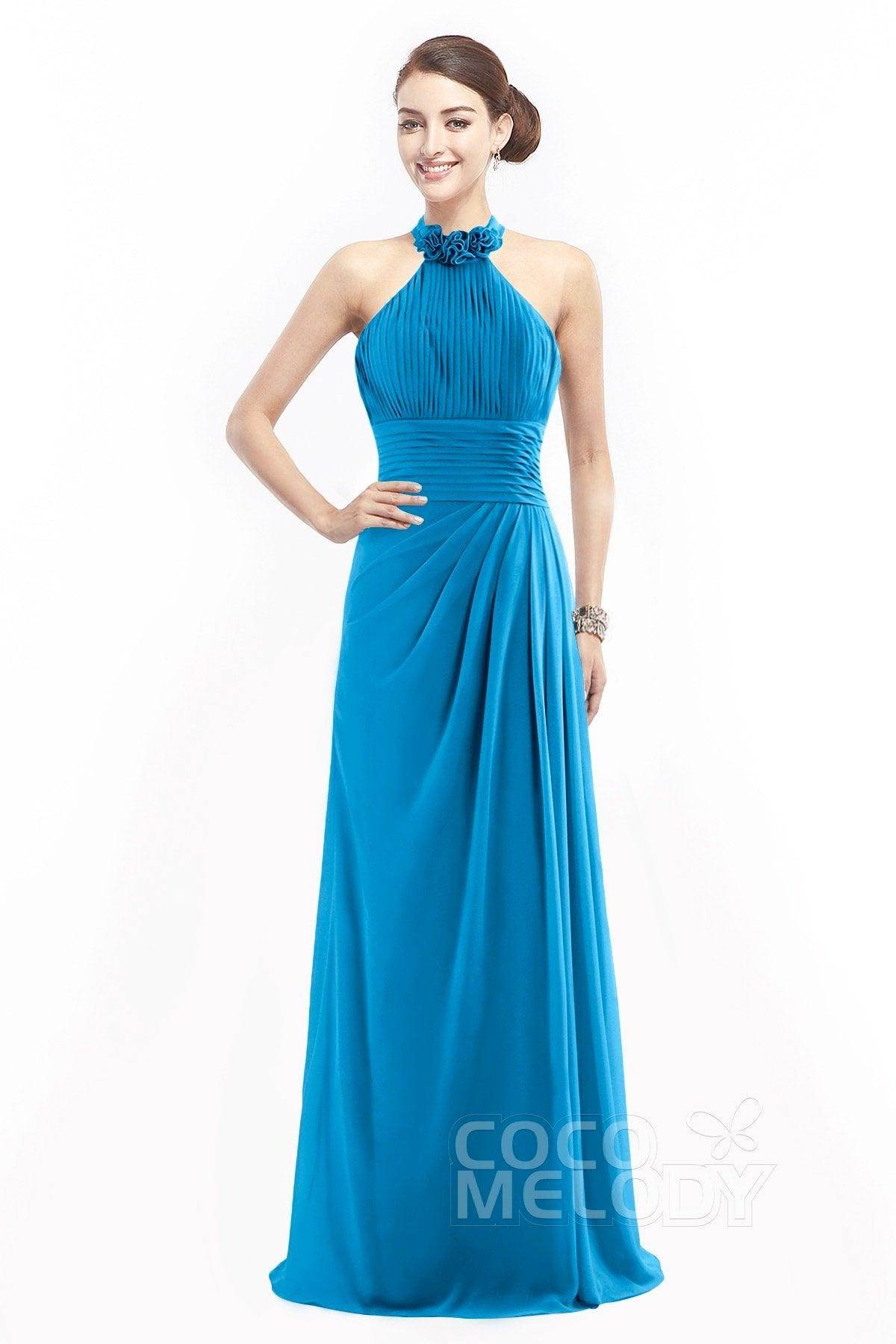 Sheath Floor Length Chiffon Bridesmaid Dress COZF14020 - COCOMELODY