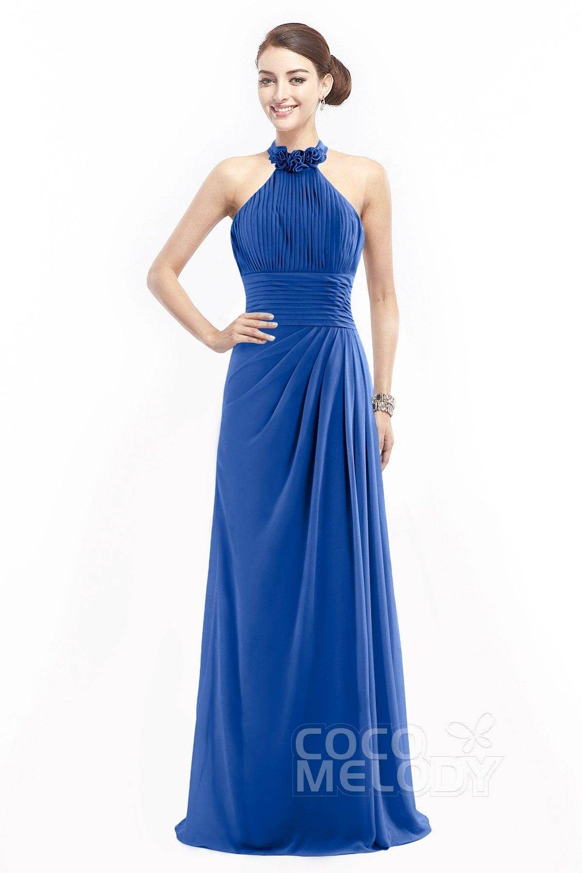 Sheath Floor Length Chiffon Bridesmaid Dress COZF14020 - COCOMELODY