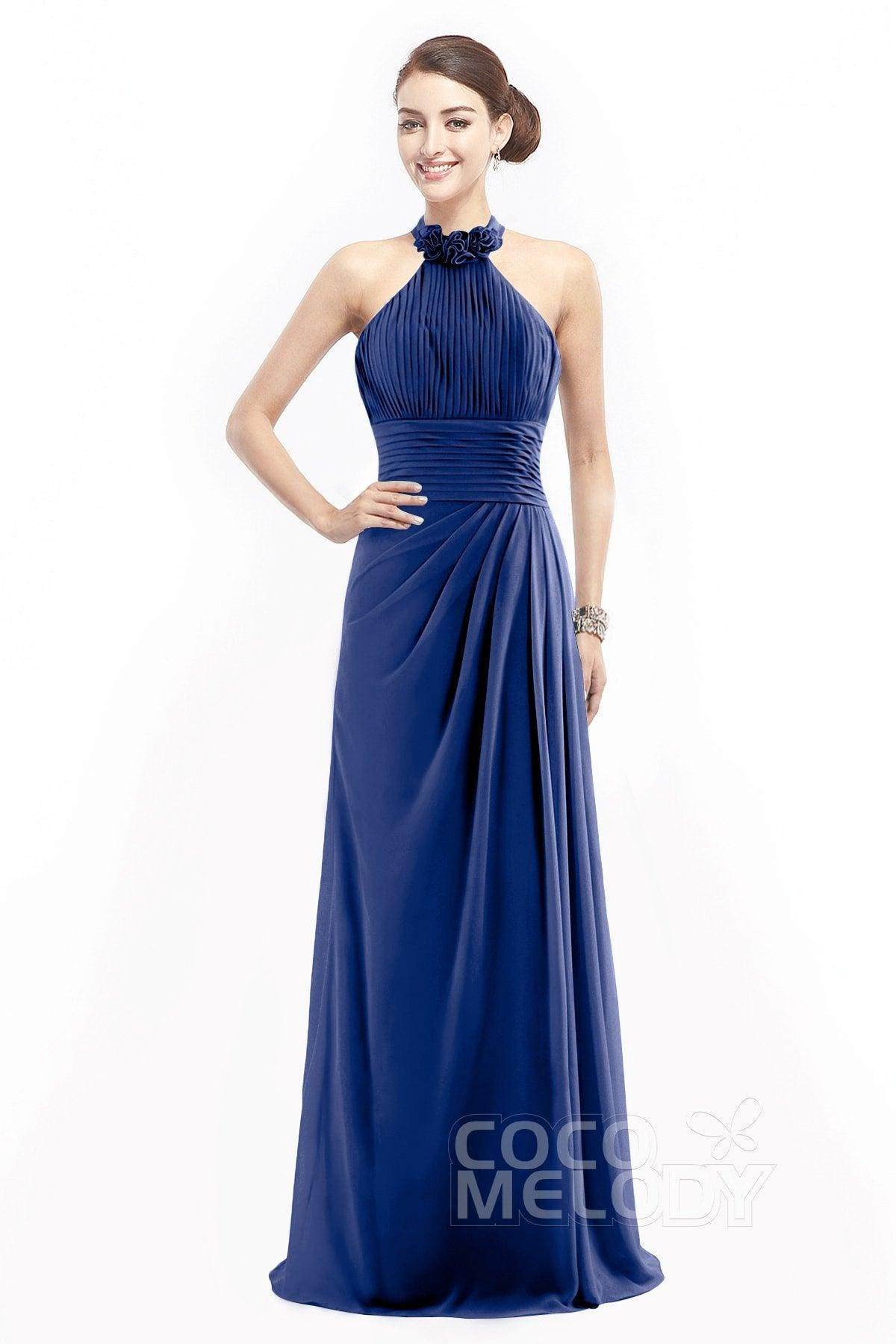 Sheath Floor Length Chiffon Bridesmaid Dress COZF14020 - COCOMELODY