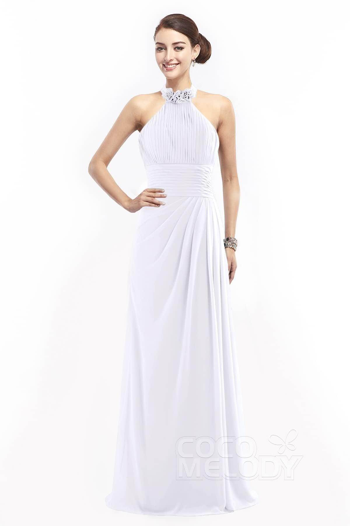 Sheath Floor Length Chiffon Bridesmaid Dress COZF14020 - COCOMELODY
