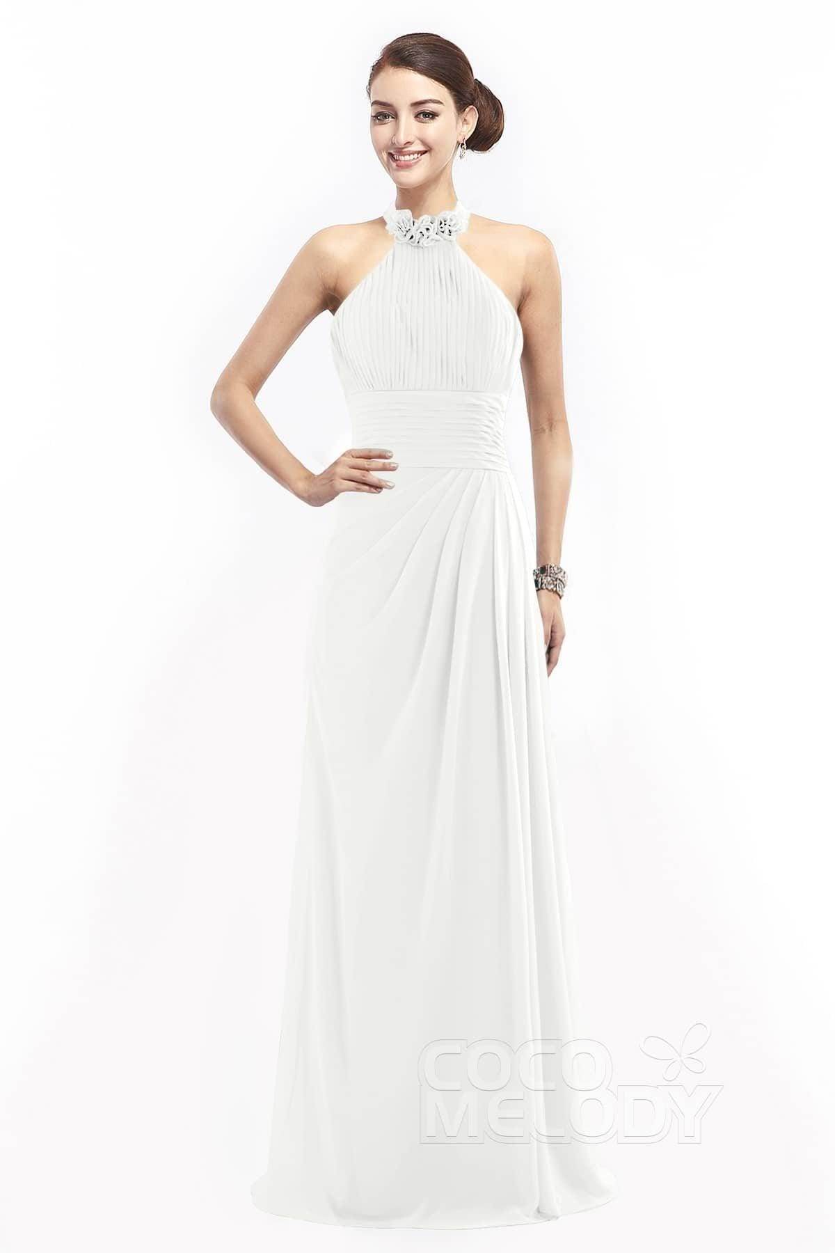 Sheath Floor Length Chiffon Bridesmaid Dress COZF14020 - COCOMELODY