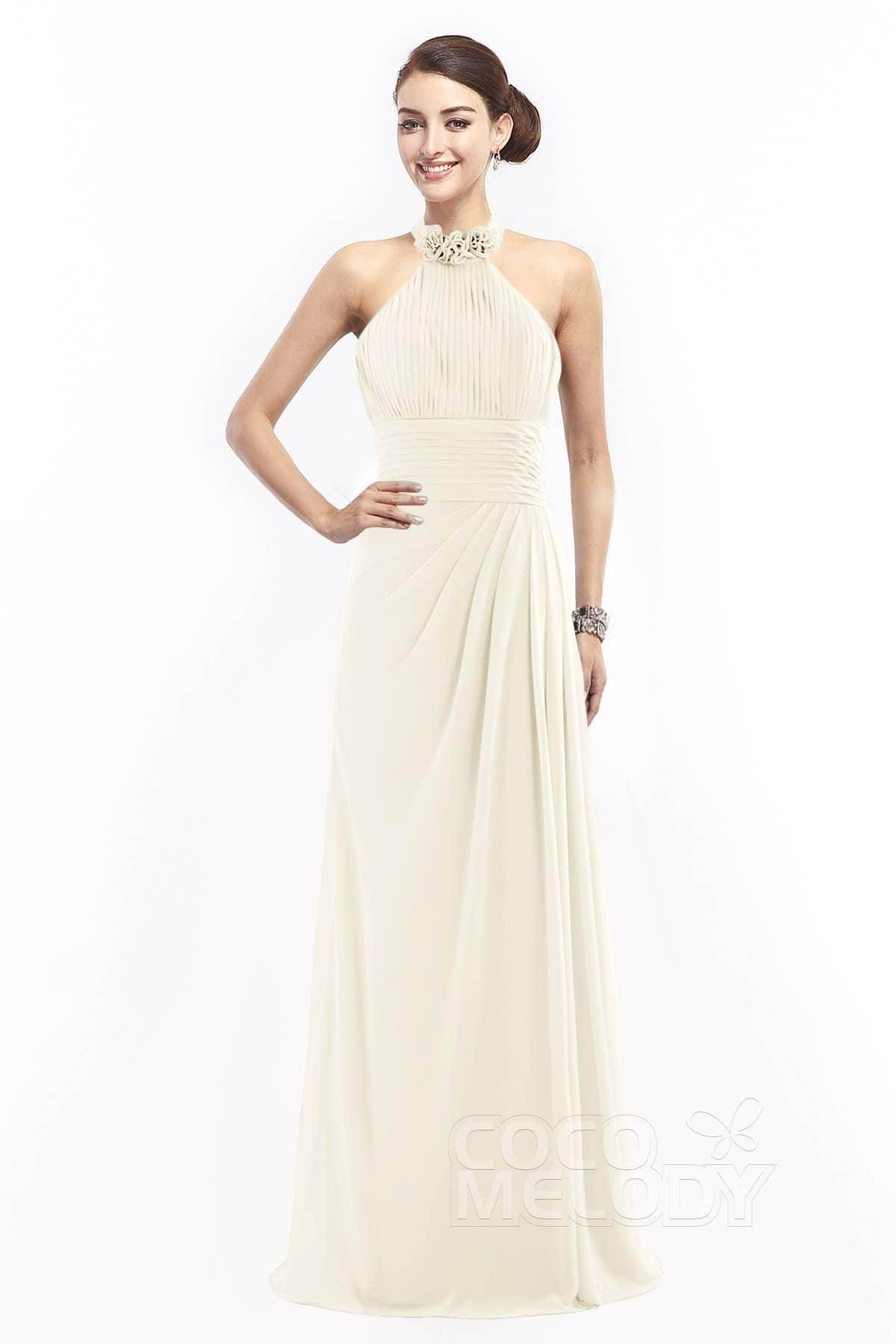 Sheath Floor Length Chiffon Bridesmaid Dress COZF14020 - COCOMELODY