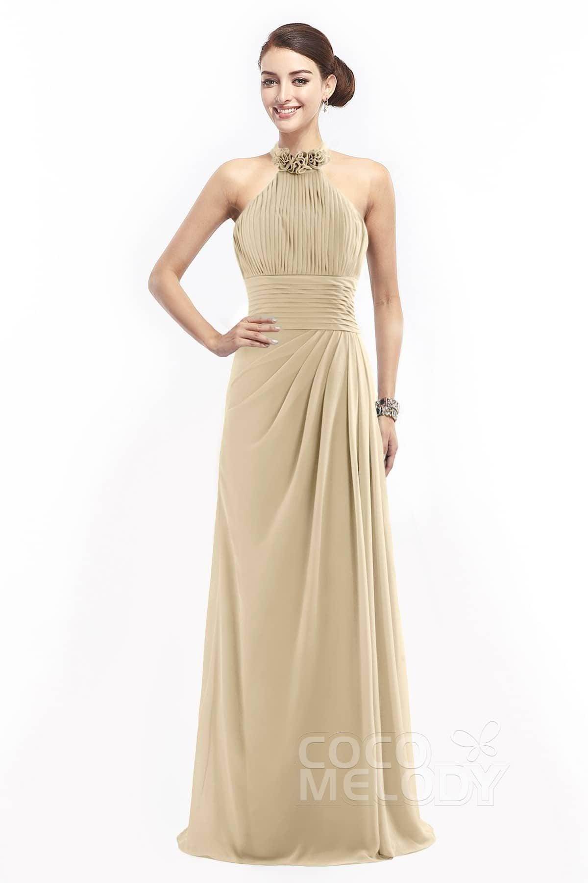 Sheath Floor Length Chiffon Bridesmaid Dress COZF14020 - COCOMELODY