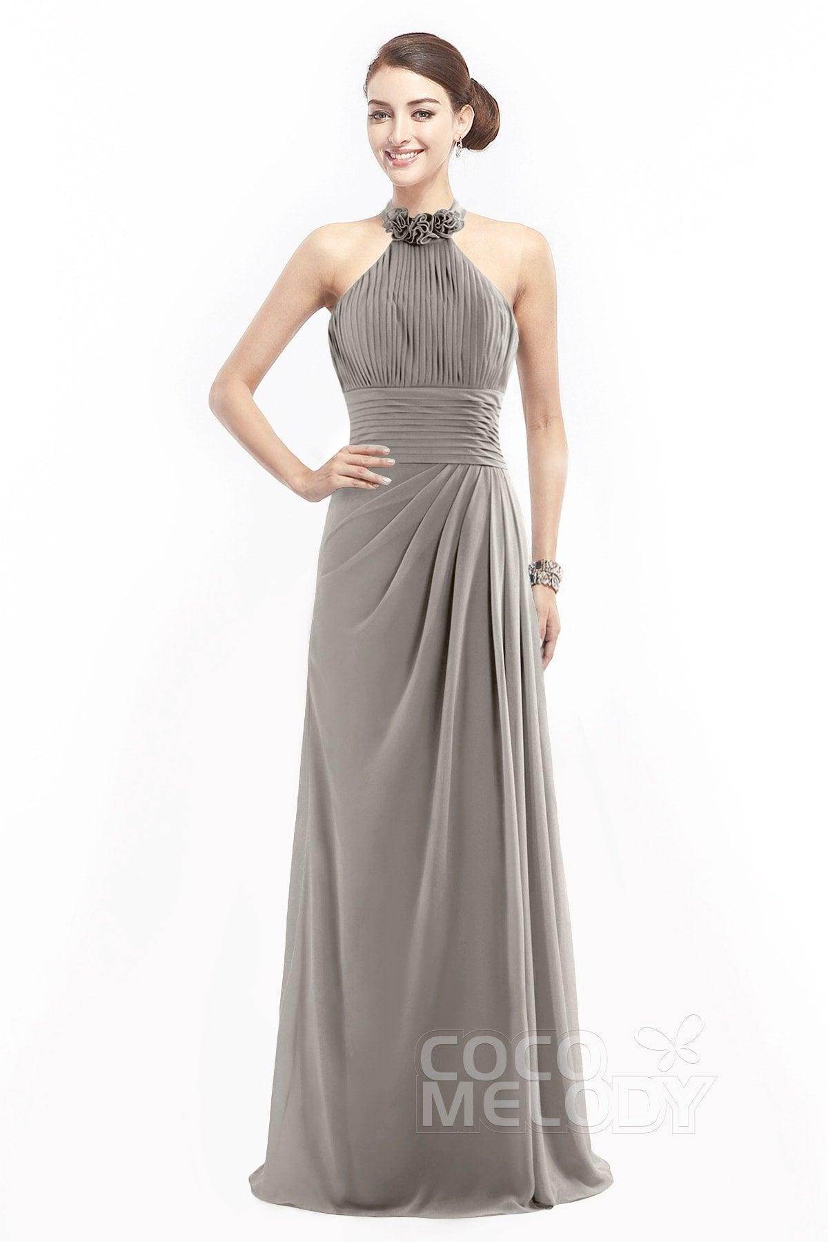 Sheath Floor Length Chiffon Bridesmaid Dress COZF14020 - COCOMELODY
