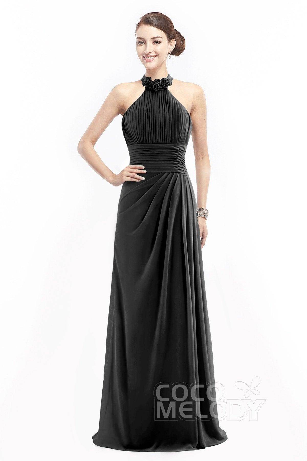 Sheath Floor Length Chiffon Bridesmaid Dress COZF14020 - COCOMELODY