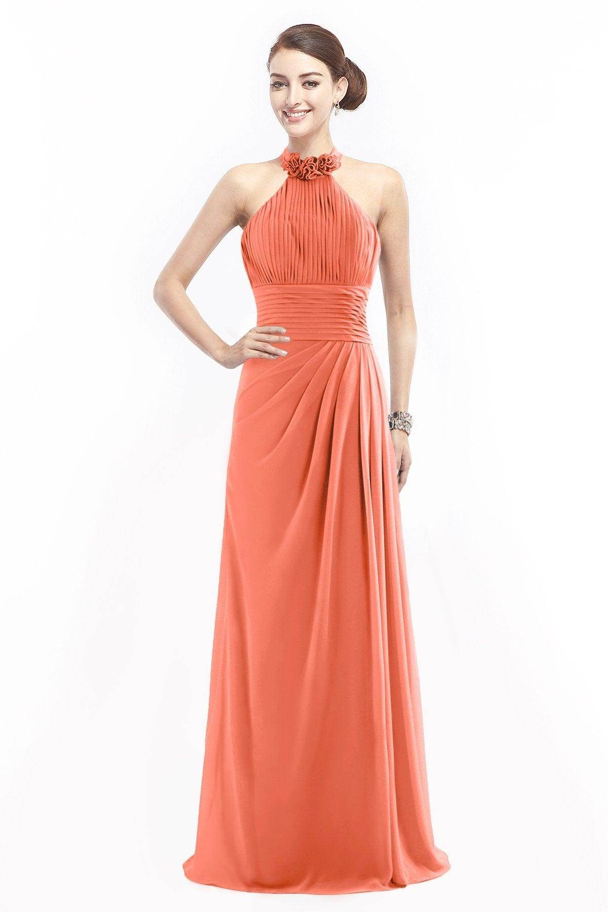 Sheath Floor Length Chiffon Bridesmaid Dress COZF14020 - COCOMELODY