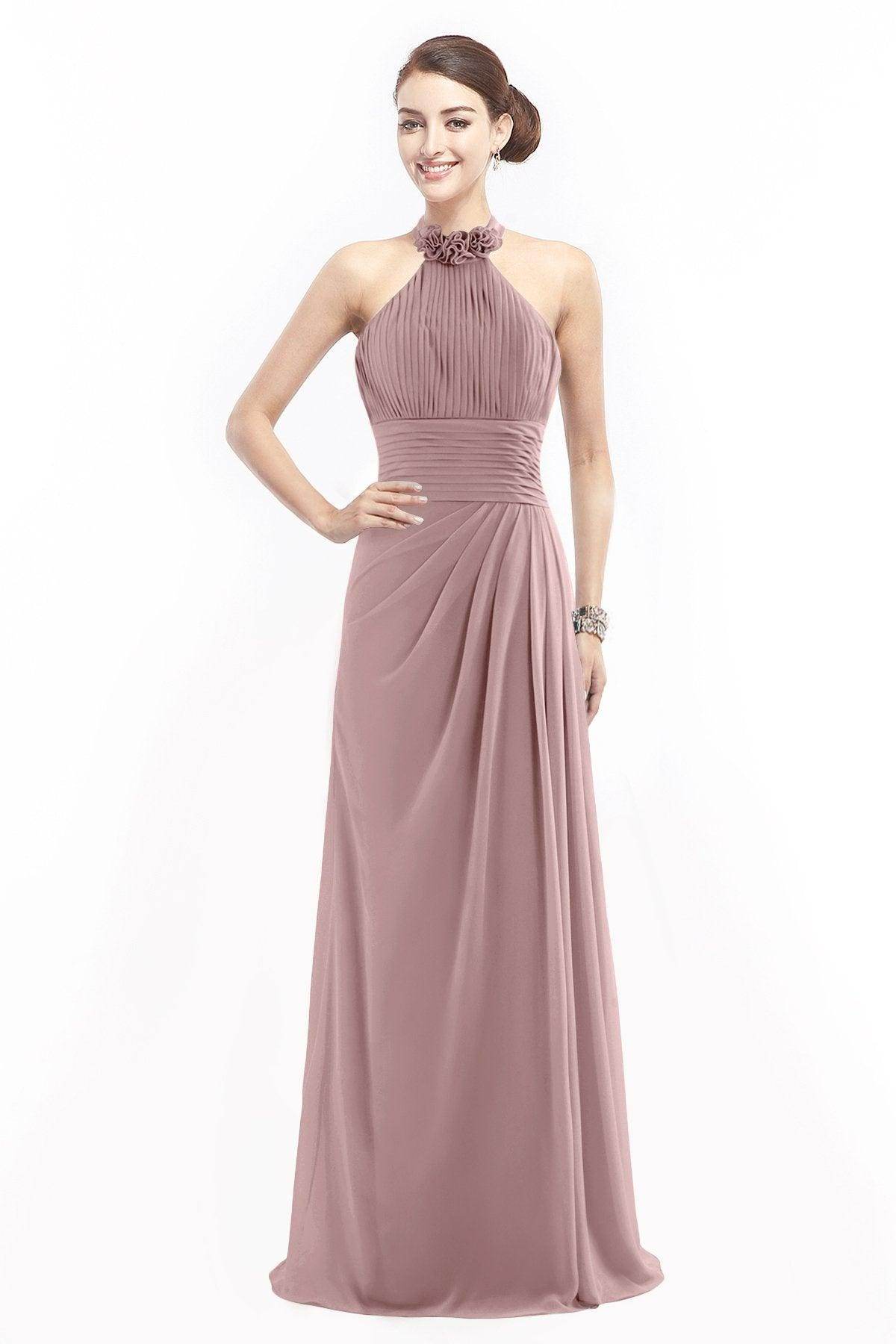 Sheath Floor Length Chiffon Bridesmaid Dress COZF14020 - COCOMELODY
