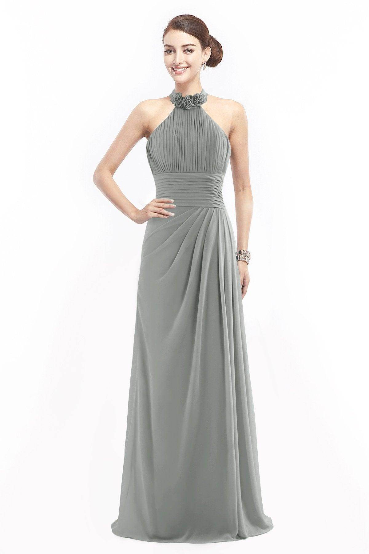 Sheath Floor Length Chiffon Bridesmaid Dress COZF14020 - COCOMELODY