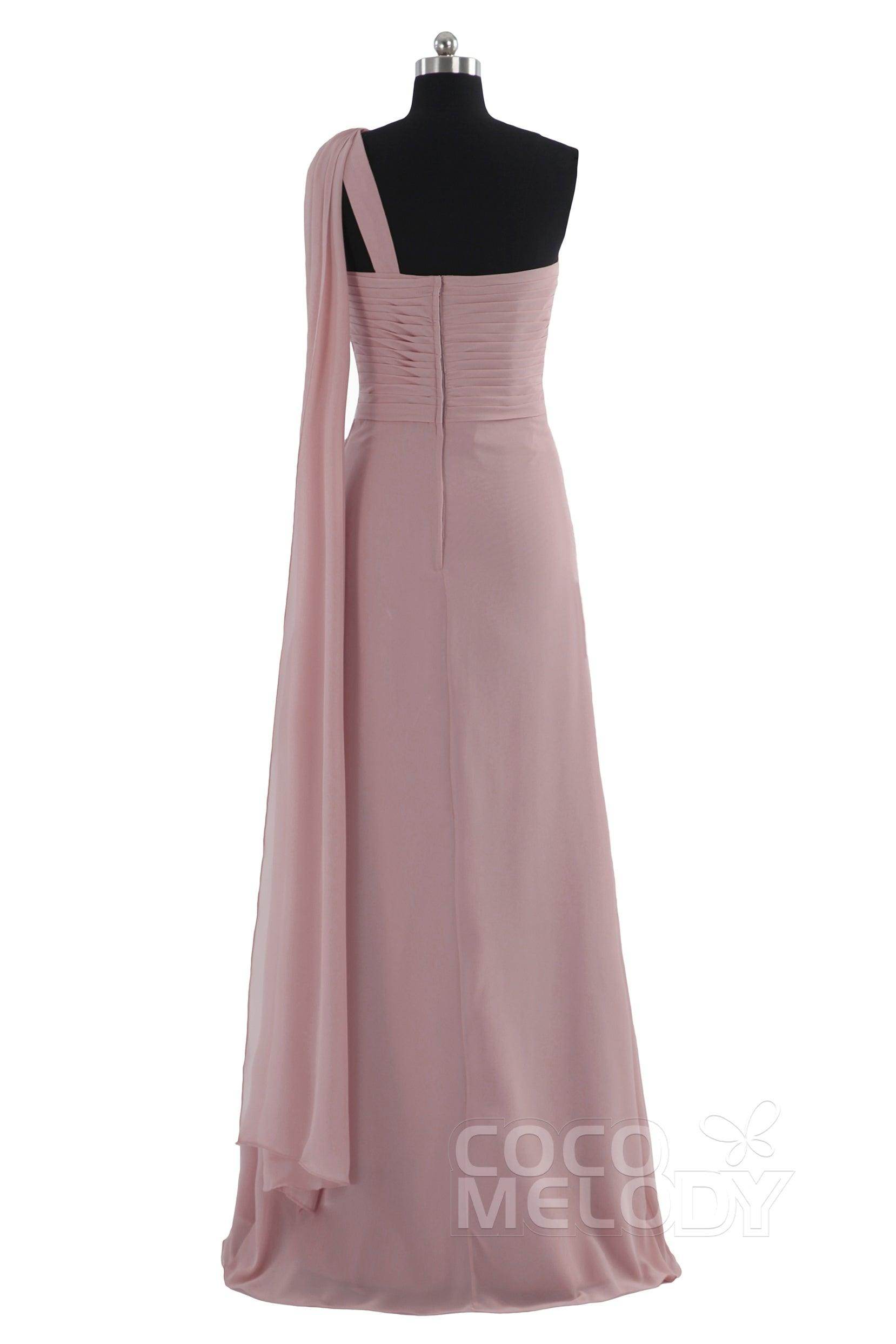 Sheath Floor Length Chiffon Bridesmaid Dress COZF14021 - COCOMELODY