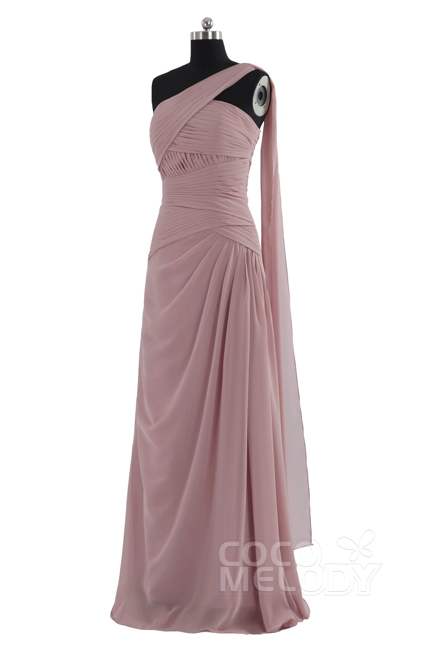 Sheath Floor Length Chiffon Bridesmaid Dress COZF14021