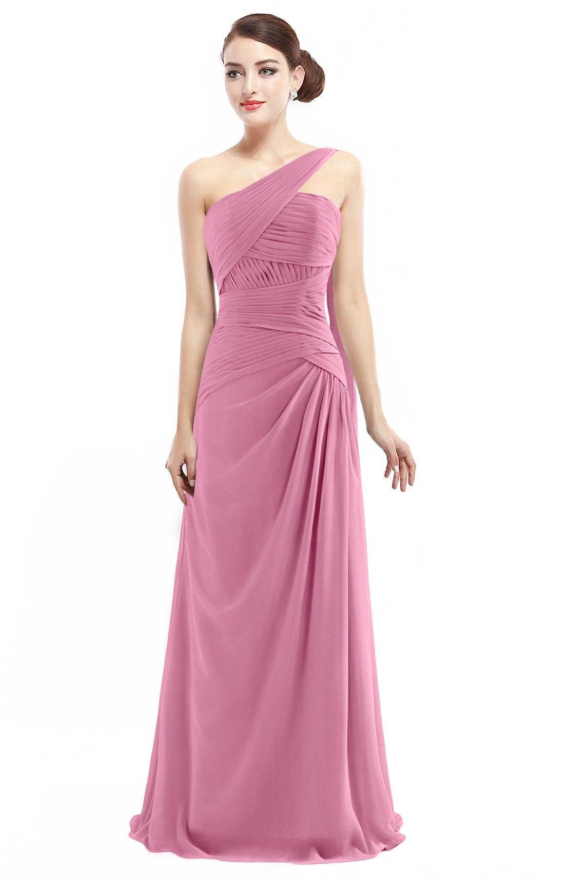 Sheath Floor Length Chiffon Bridesmaid Dress COZF14021 - COCOMELODY