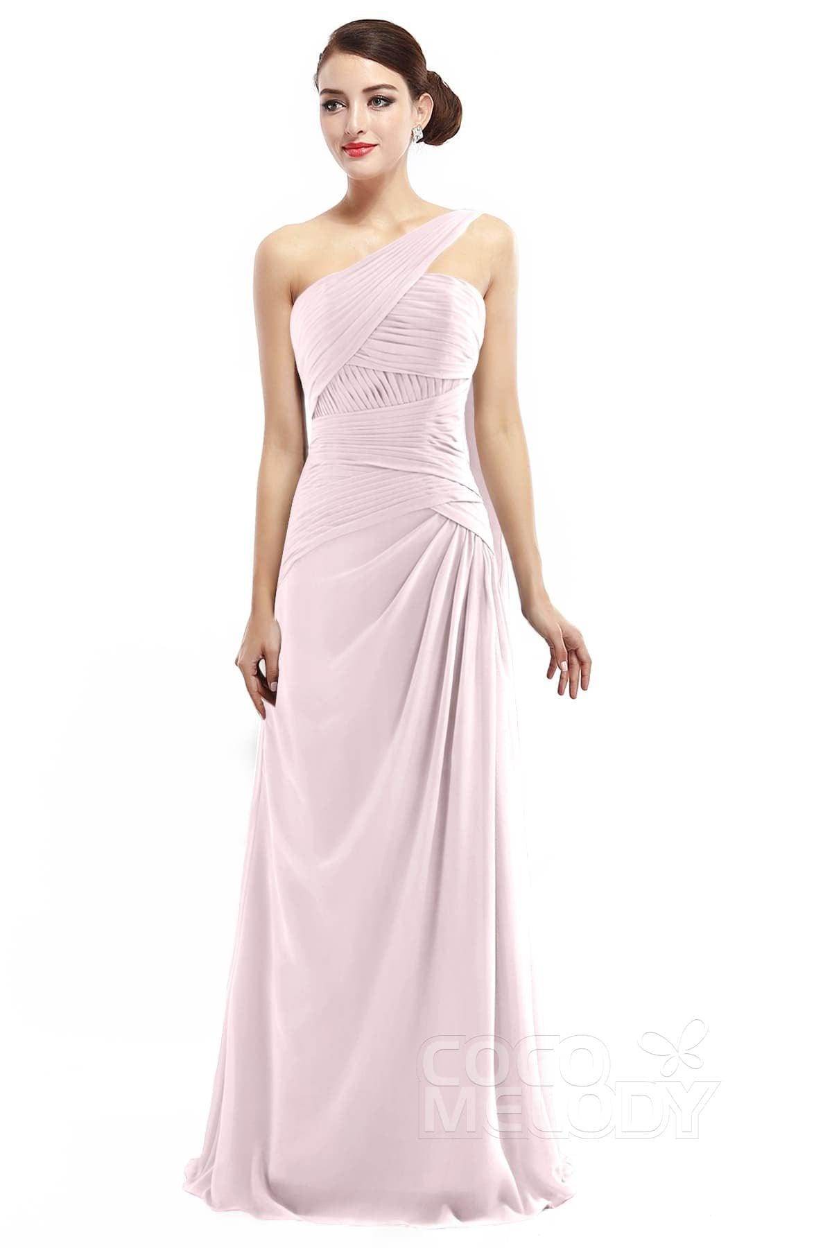 Sheath Floor Length Chiffon Bridesmaid Dress COZF14021 - COCOMELODY