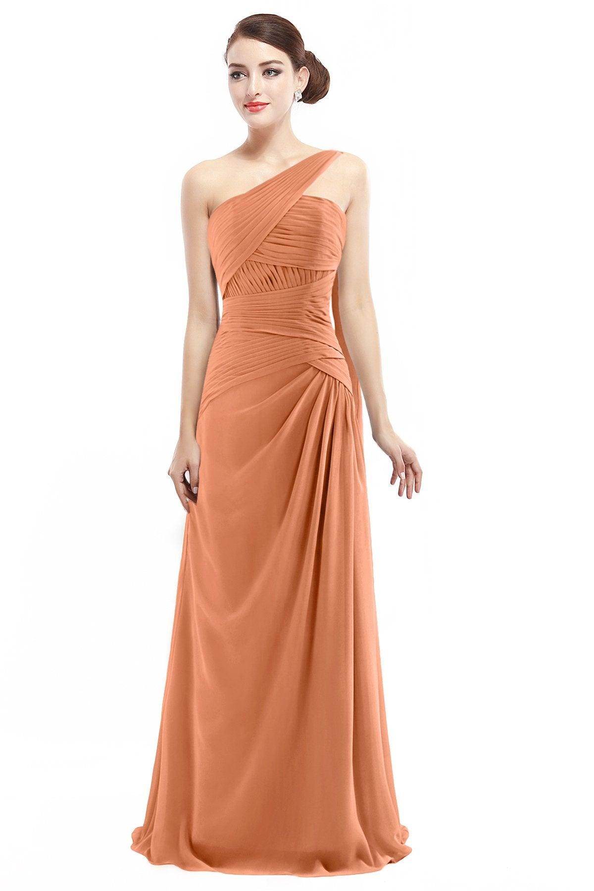 Sheath Floor Length Chiffon Bridesmaid Dress COZF14021 - COCOMELODY