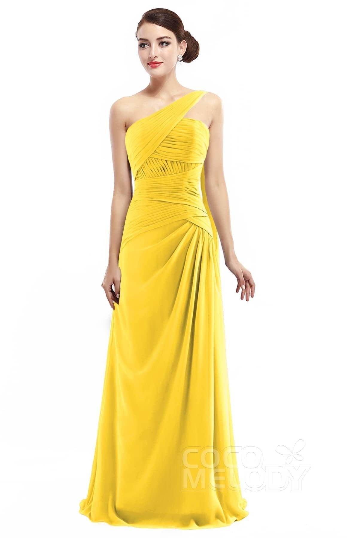 Sheath Floor Length Chiffon Bridesmaid Dress COZF14021 - COCOMELODY
