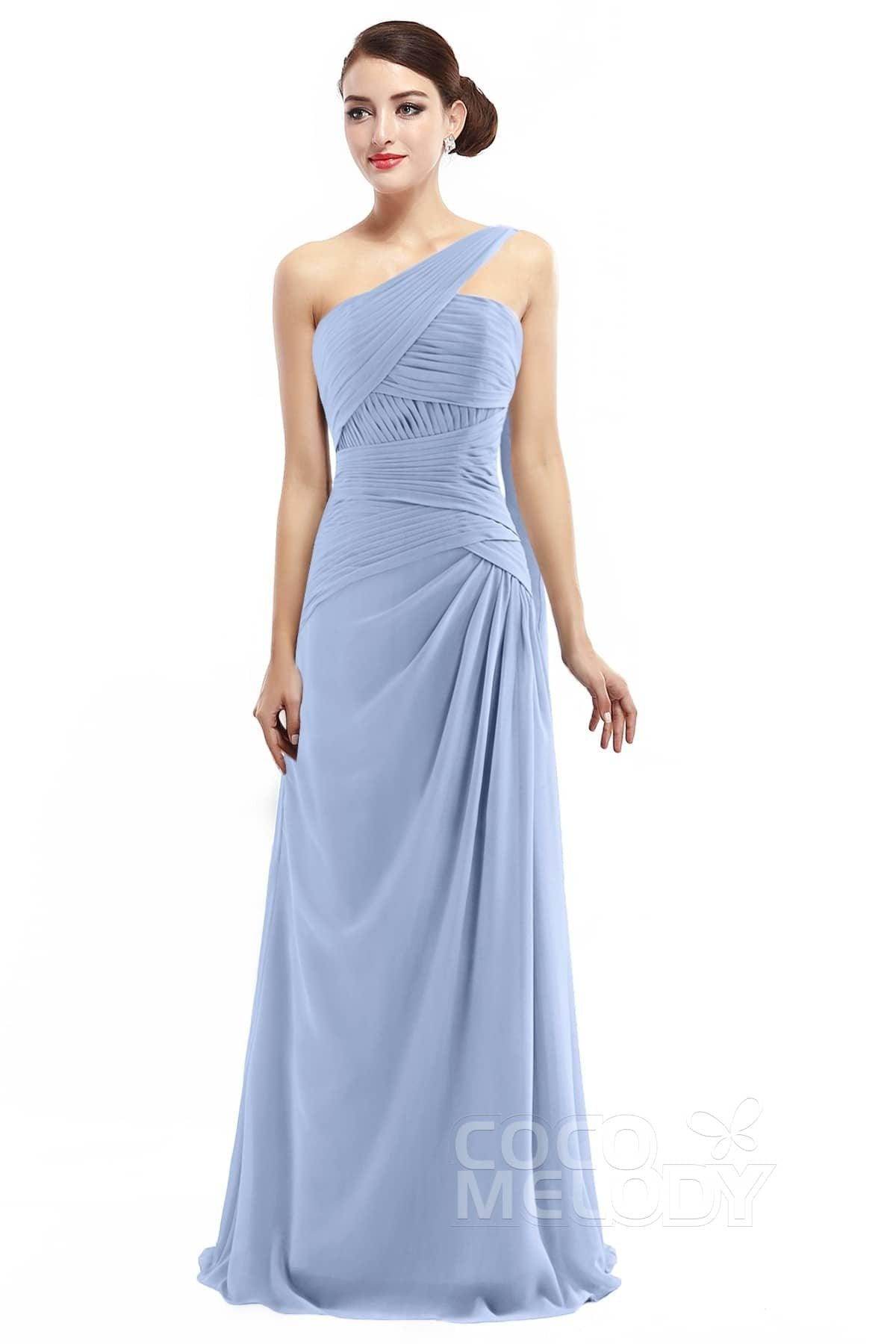 Sheath Floor Length Chiffon Bridesmaid Dress COZF14021 - COCOMELODY