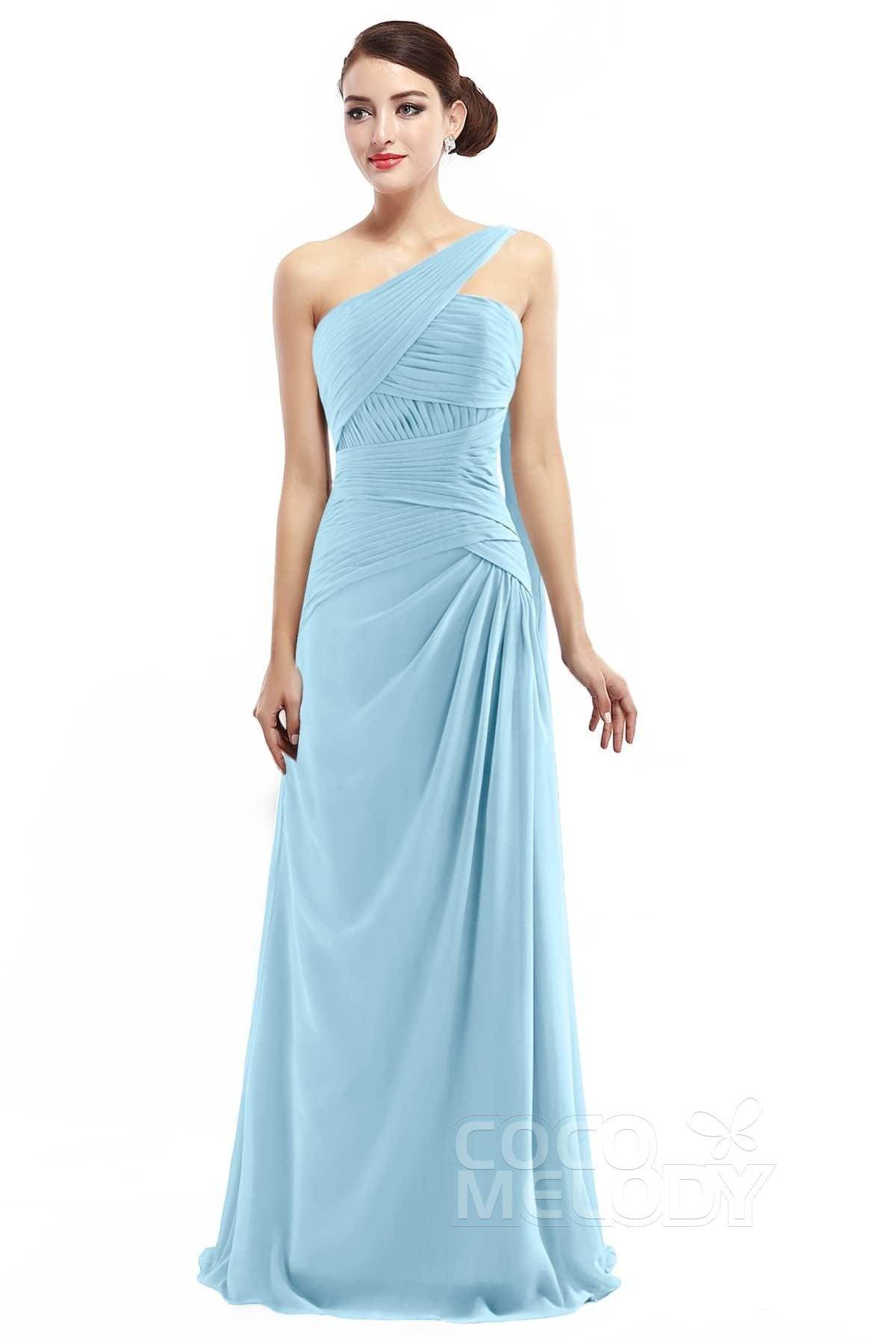 Sheath Floor Length Chiffon Bridesmaid Dress COZF14021 - COCOMELODY
